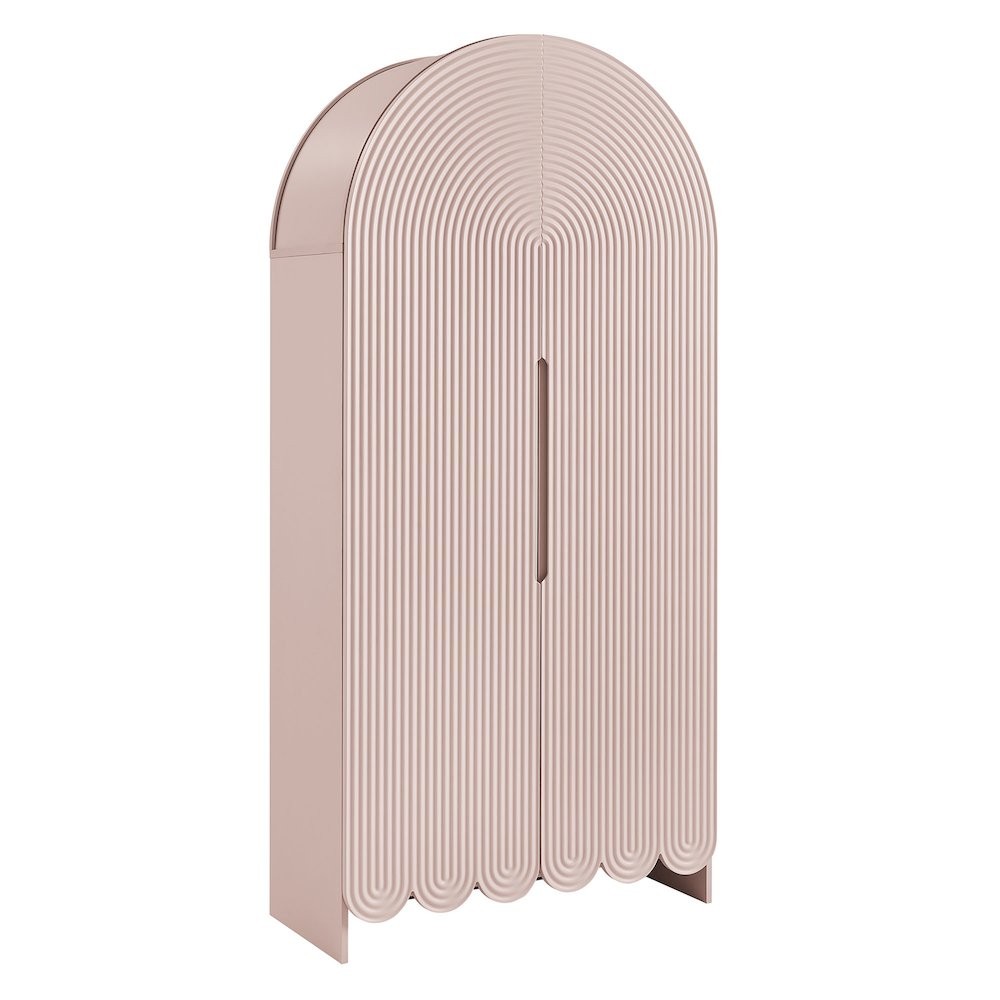 Dahlia 78 Inch Fluted and Scalloped Arched Storage Cabinet