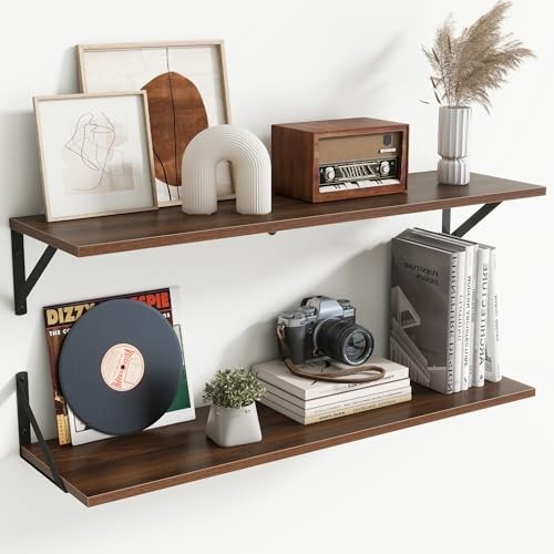 Deep Floating Shelves for Wall,36Wx8D Wall Mounted 36″Wx8″D-2pcs Walnut
