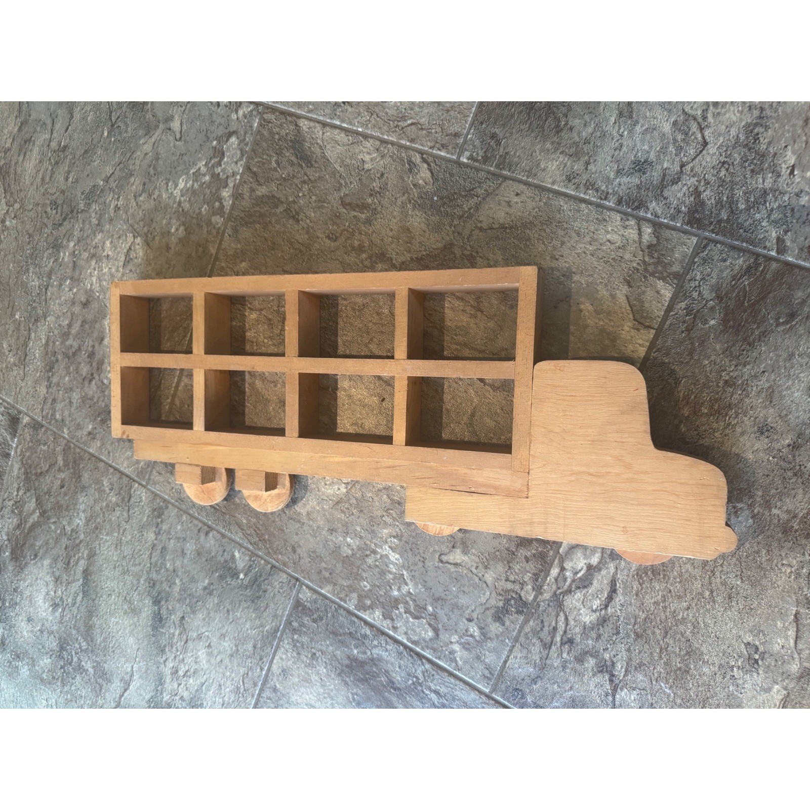 Vintage Wooden Handmade Semi Truck Wall Display Shelf Shadow Box 22in car Brown