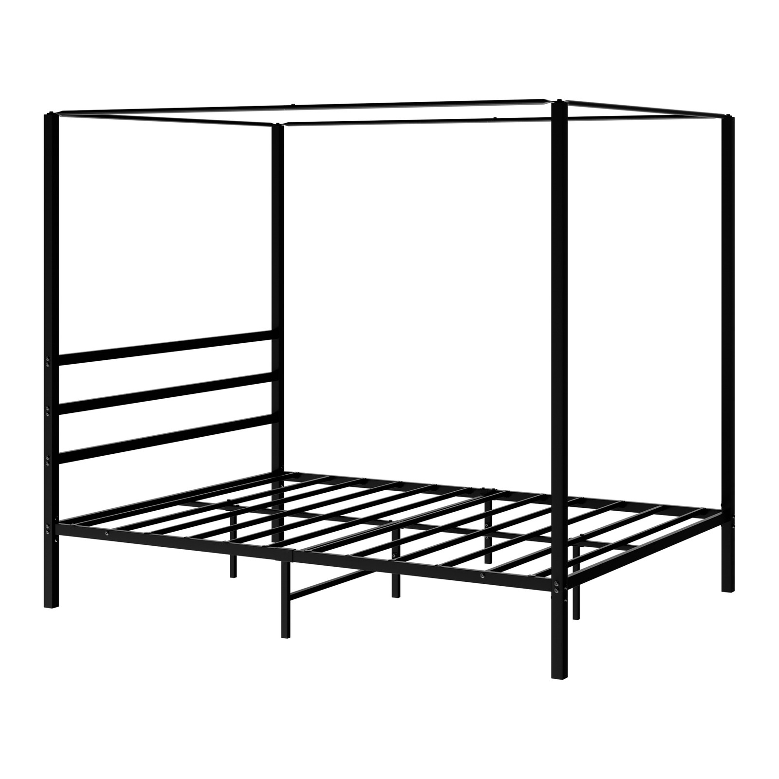 Space Saving Full Metal Canopy Bed Frame Low Profile Bed Base Easy To Install