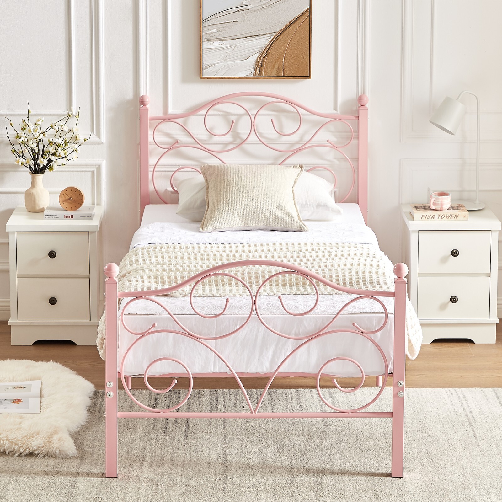 Twin/Full/Queen Size Bed Frame with Headboard & Footboard Metal Slat Support NEW