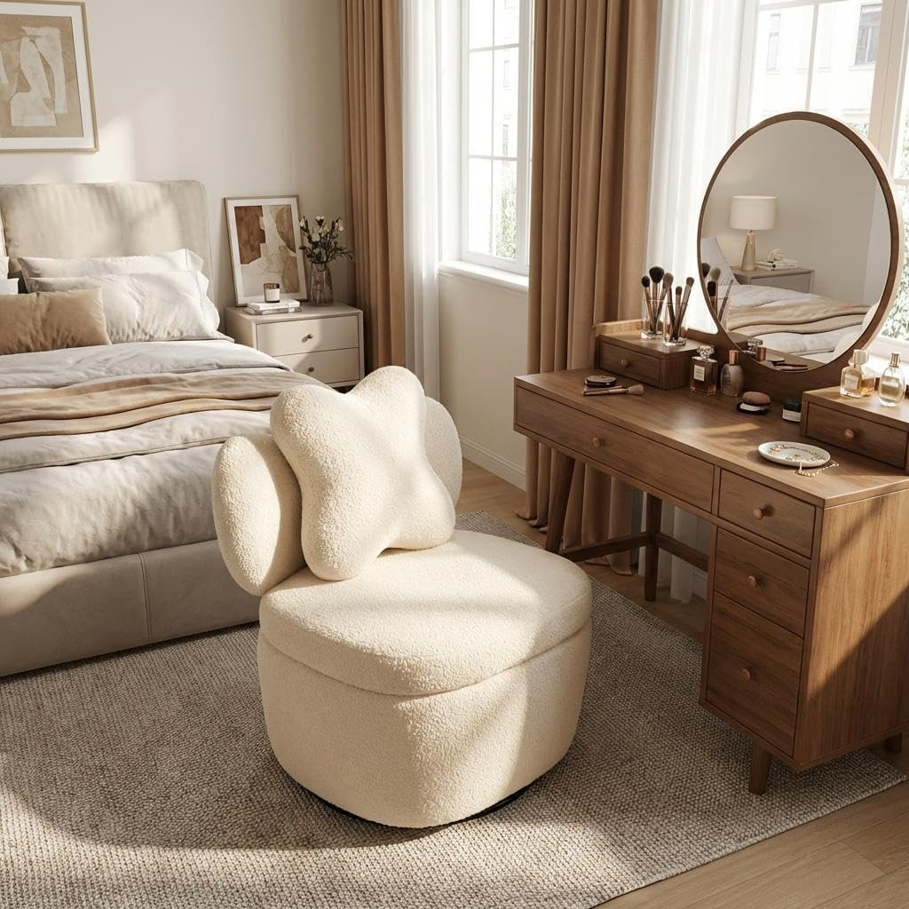 Teddy Velvet Swivel Accent Chair with Storage, 360° Rotating Ergonomic Armchair,