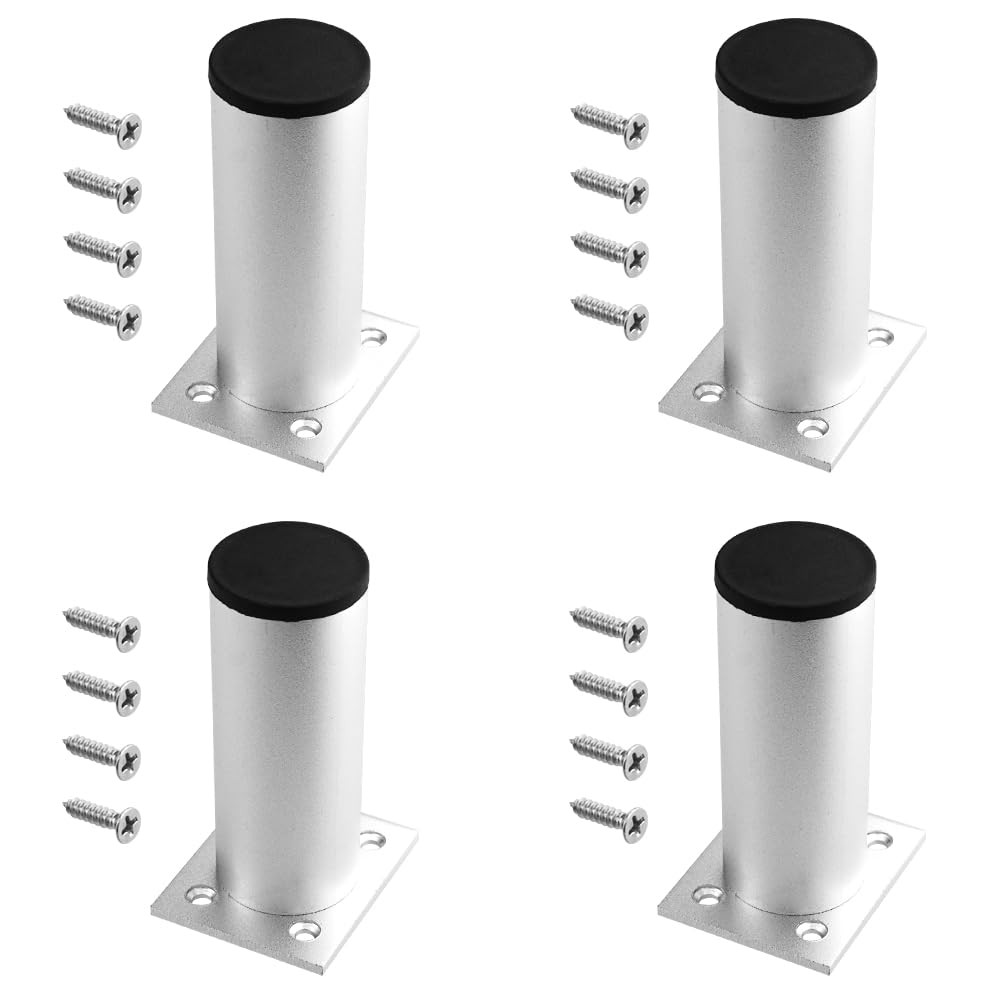 4PCS 4″ Round Furniture Legs Aluminium Alloy Couch Legs Heavy-Duty Metal Feet…