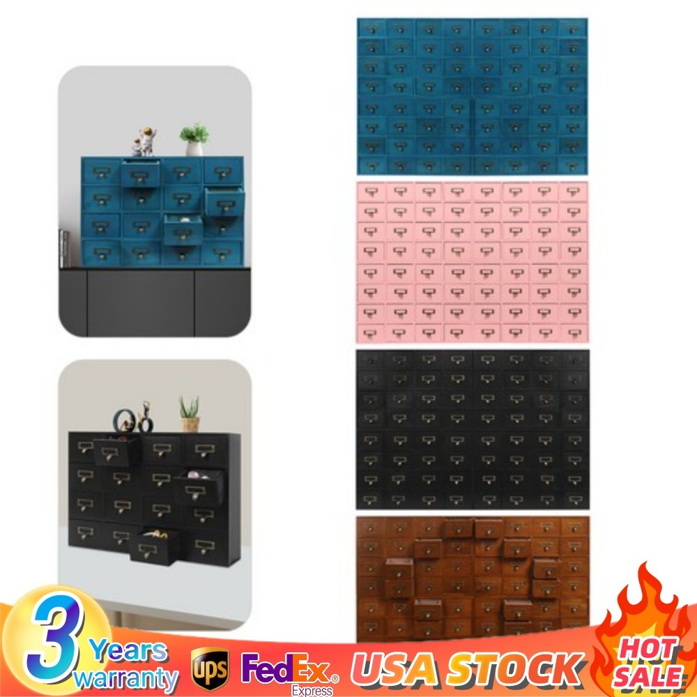 64-Drawer Storage Cabinet Pine Wood Furniture Tabletop Storage Box For Home