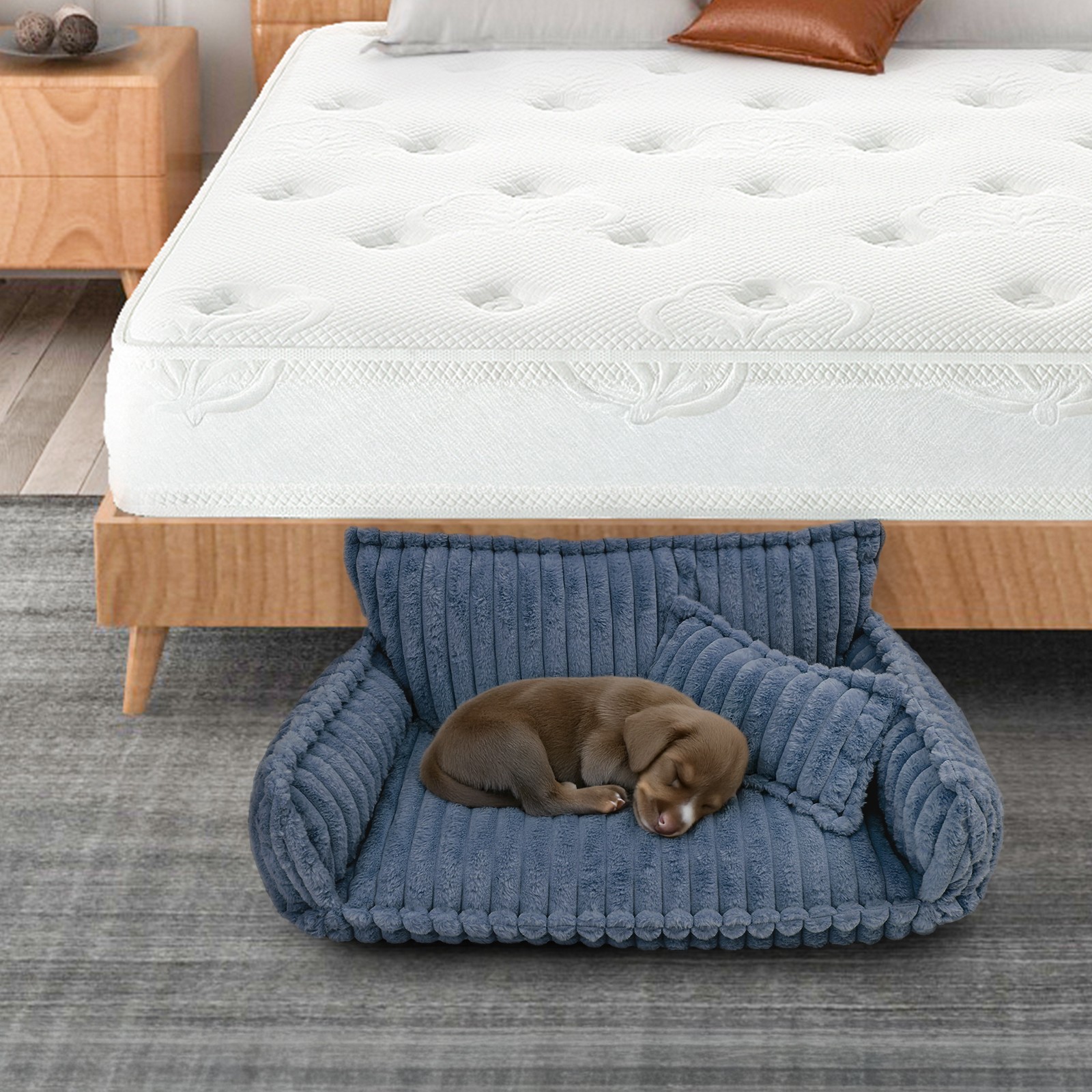 Pet Couch with Removable Washable Cover, Pet Couch Bed for Dog and Cat, Calming
