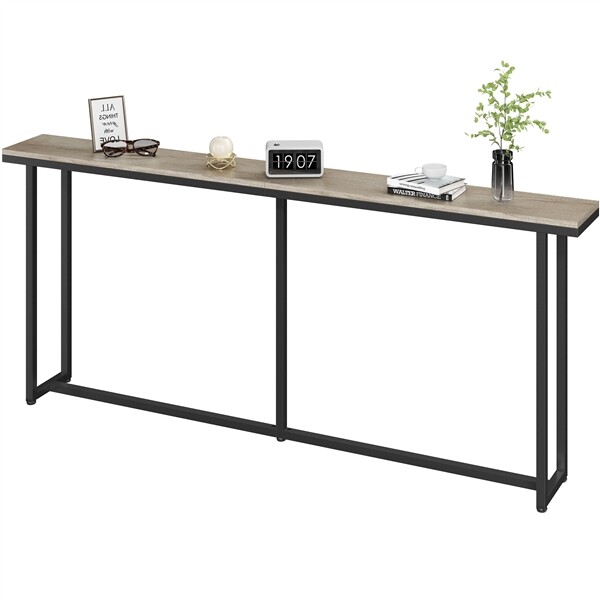 71 ” Narrow Long Console table Behind Couch Table for Living Room Hallway Gray