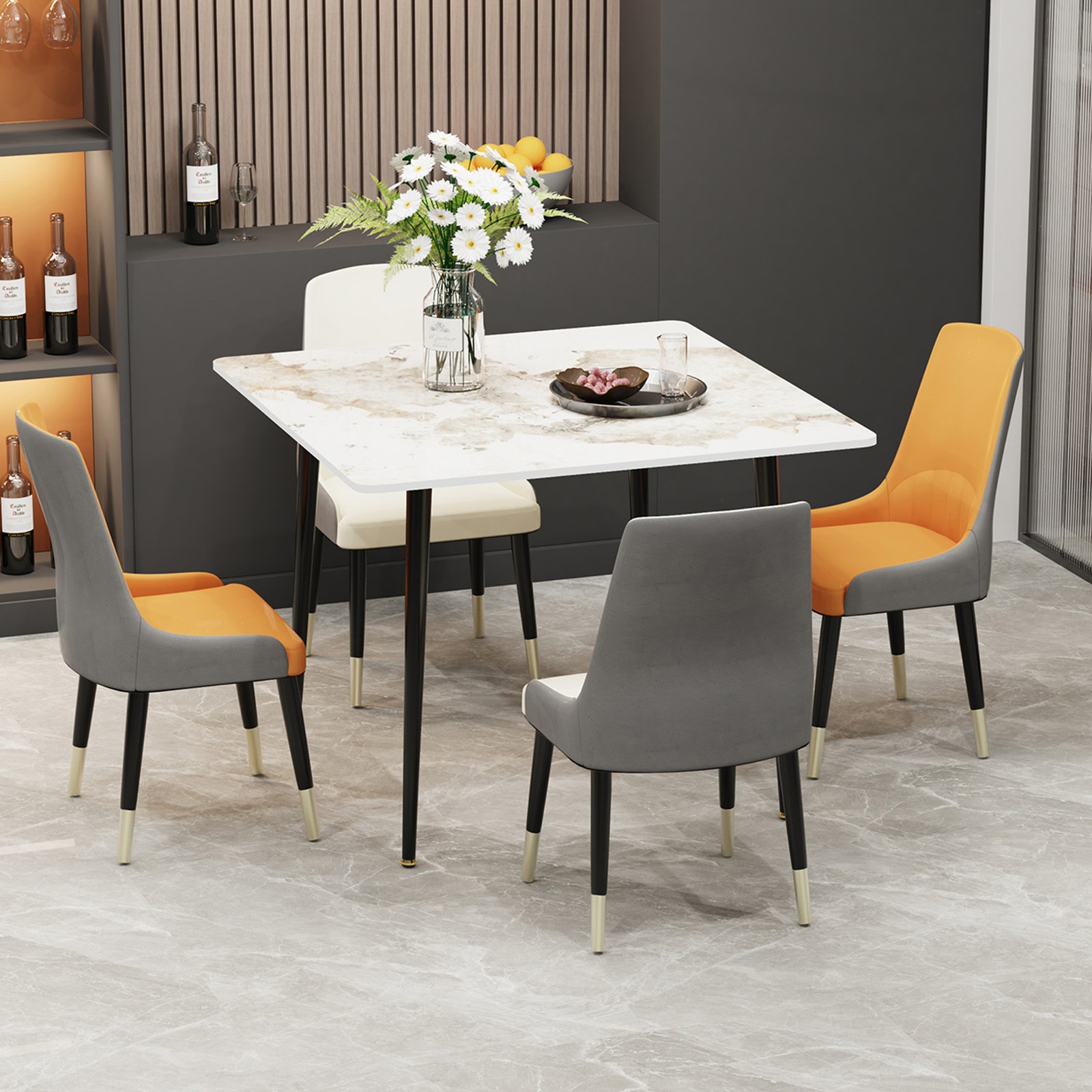 Dining Table Modern Sintered Stone Kitchen Table High Hardness &Easy Maintenance