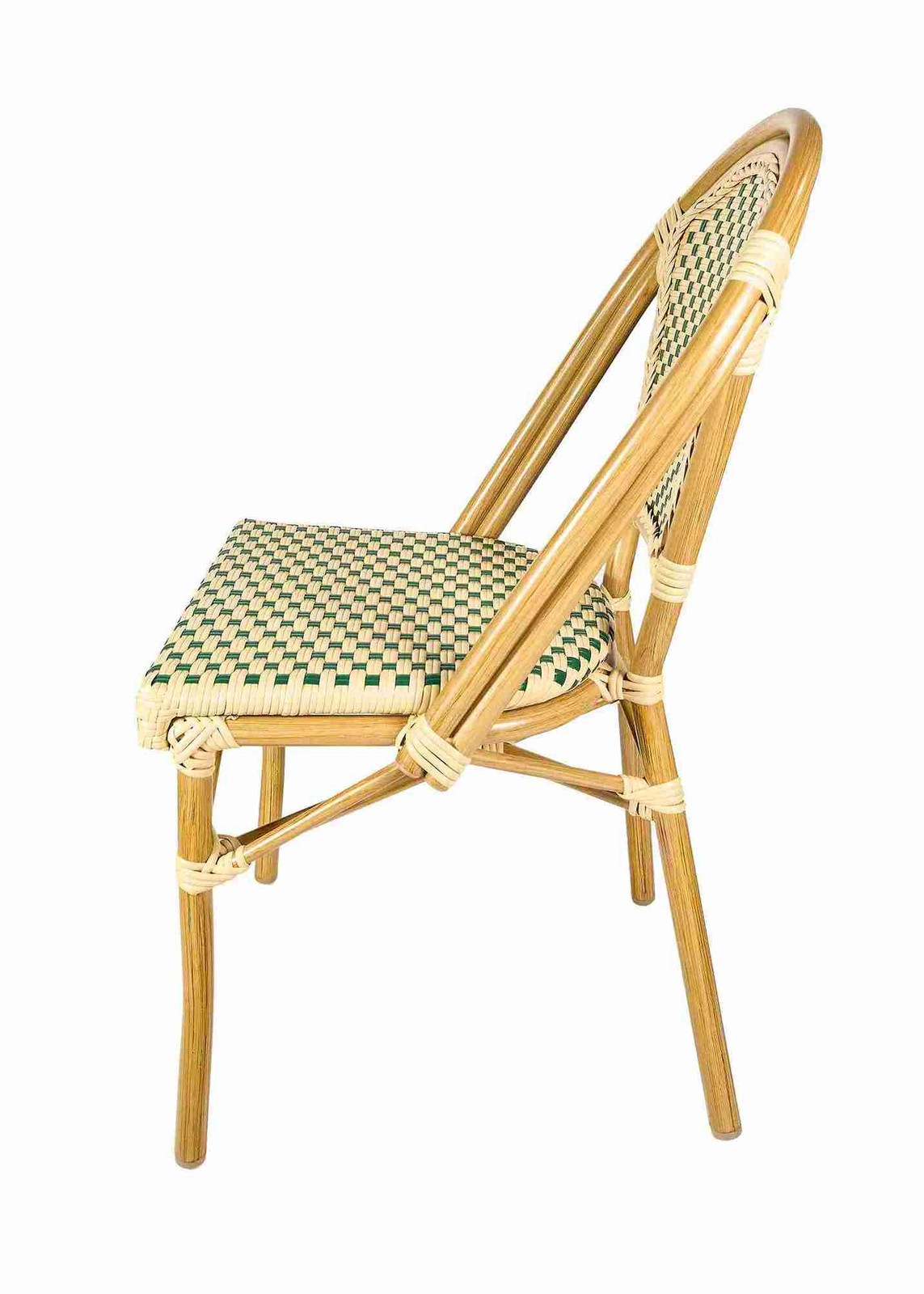 Beige and Green French Bistro Patio Dining Chair by Chivari
