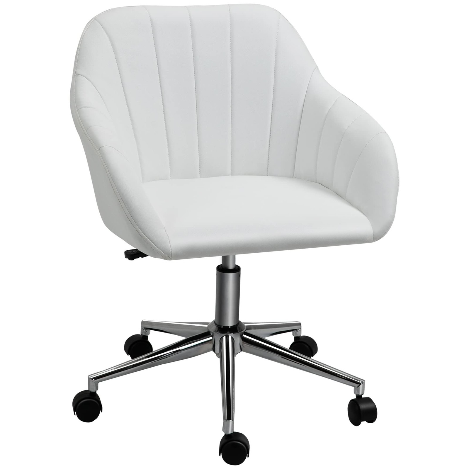 Vinsetto Mid Back Home Office Chair Computer Desk Chair PU Leather New White