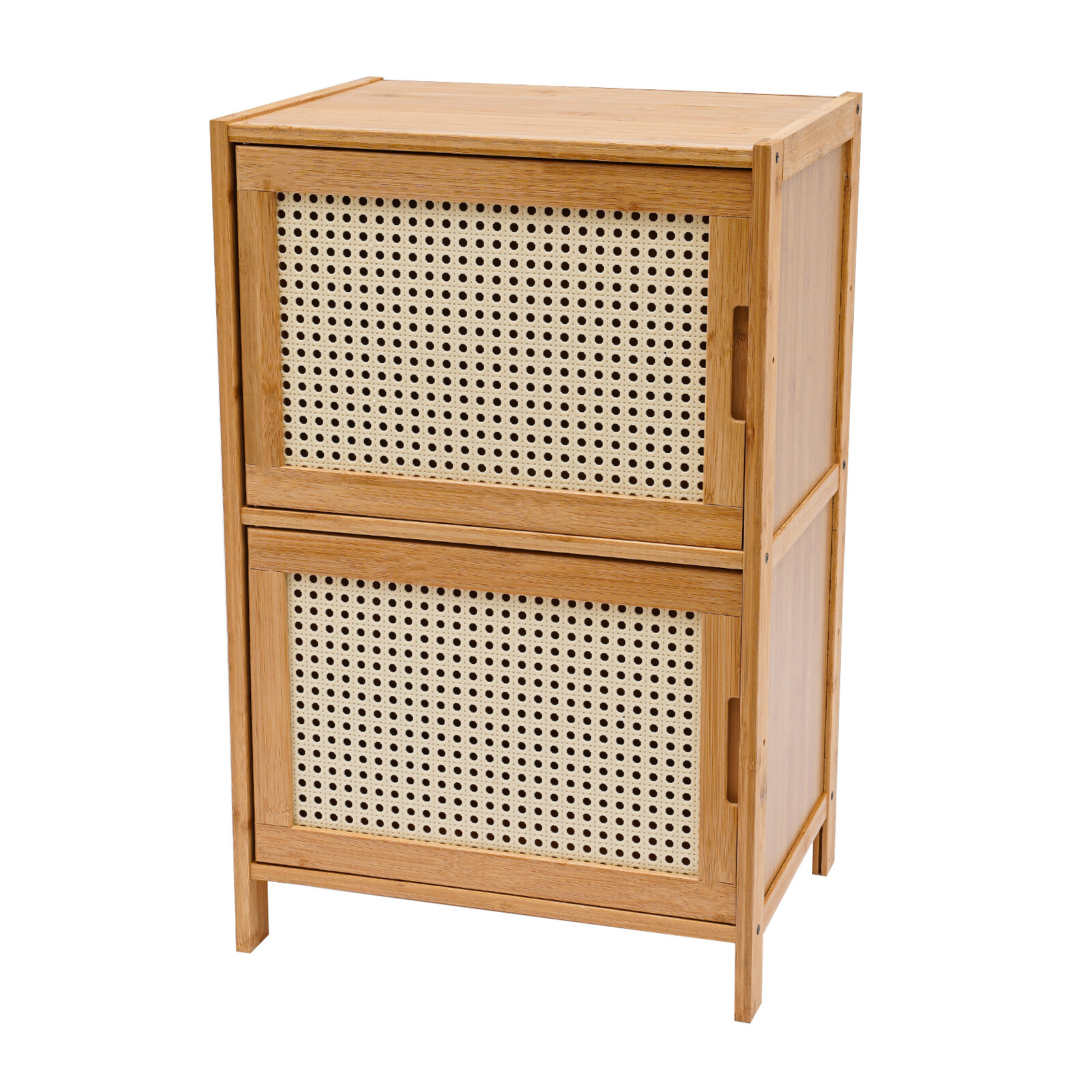Natural Bamboo 2-Drawer Nightstand 16.93 × 12.60 × 26.77 Inch Ventilated Drawers