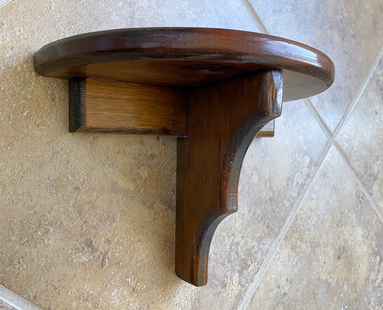 Vintage Farmhouse Cottage Handmade Wall Shelf Wood Walnut Stain 9.75 x 5 x 7.25″