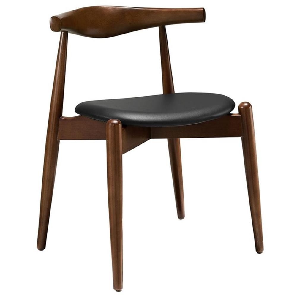 Modway Stalwart 17.5″ Wood Dining Side Chair in Dark Walnut/Black
