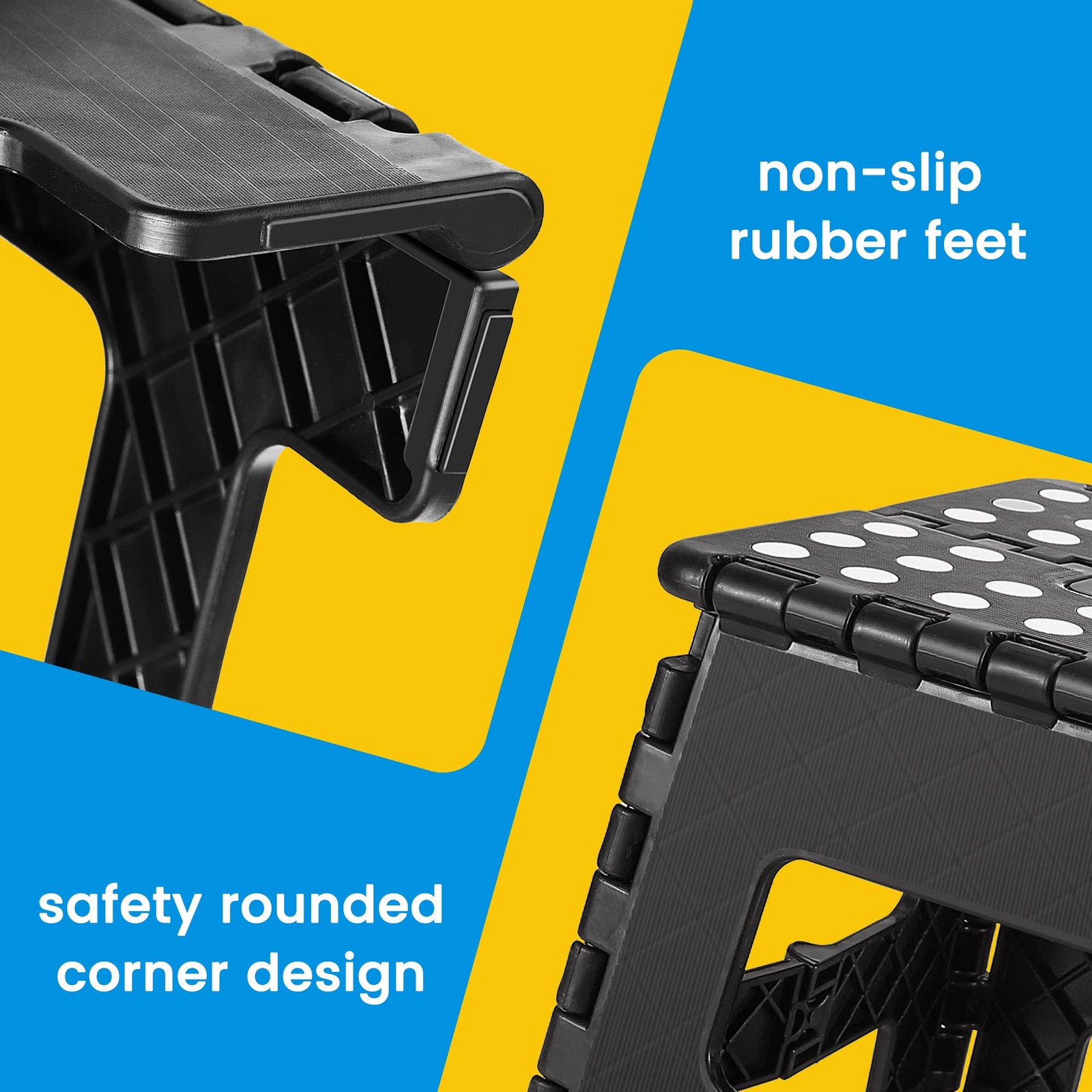 Folding Step Stool 9 Inch, Sturdy Collapsible Kitchen Step Stool Foldable for…