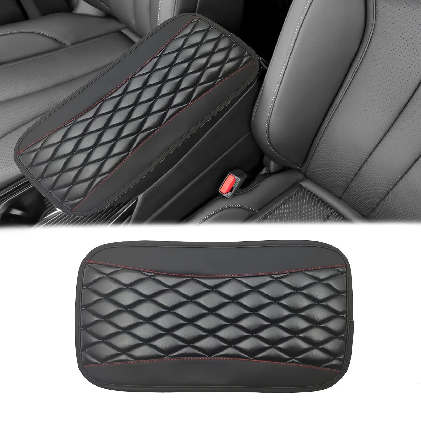 Elegant Rhombus PU leather car central control countertop support pad armrest