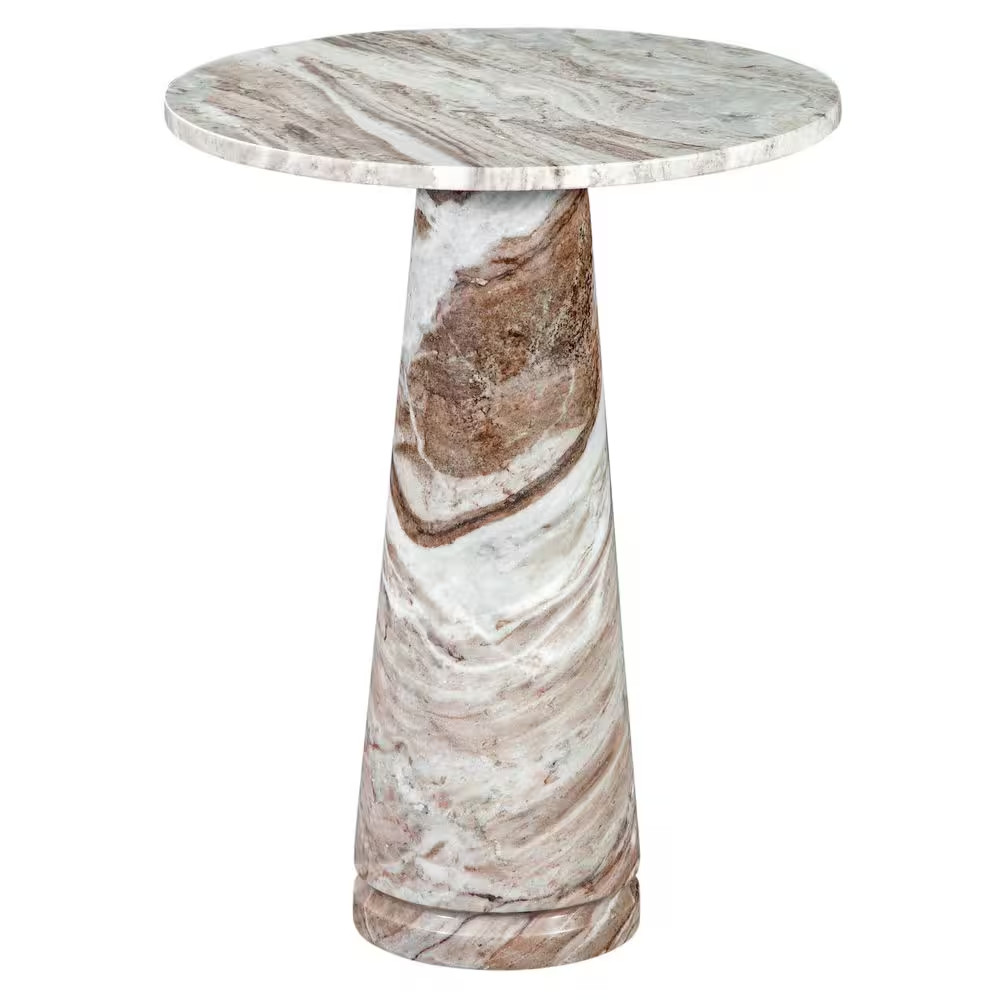 Joni 18 In. Brown round Marble End Table
