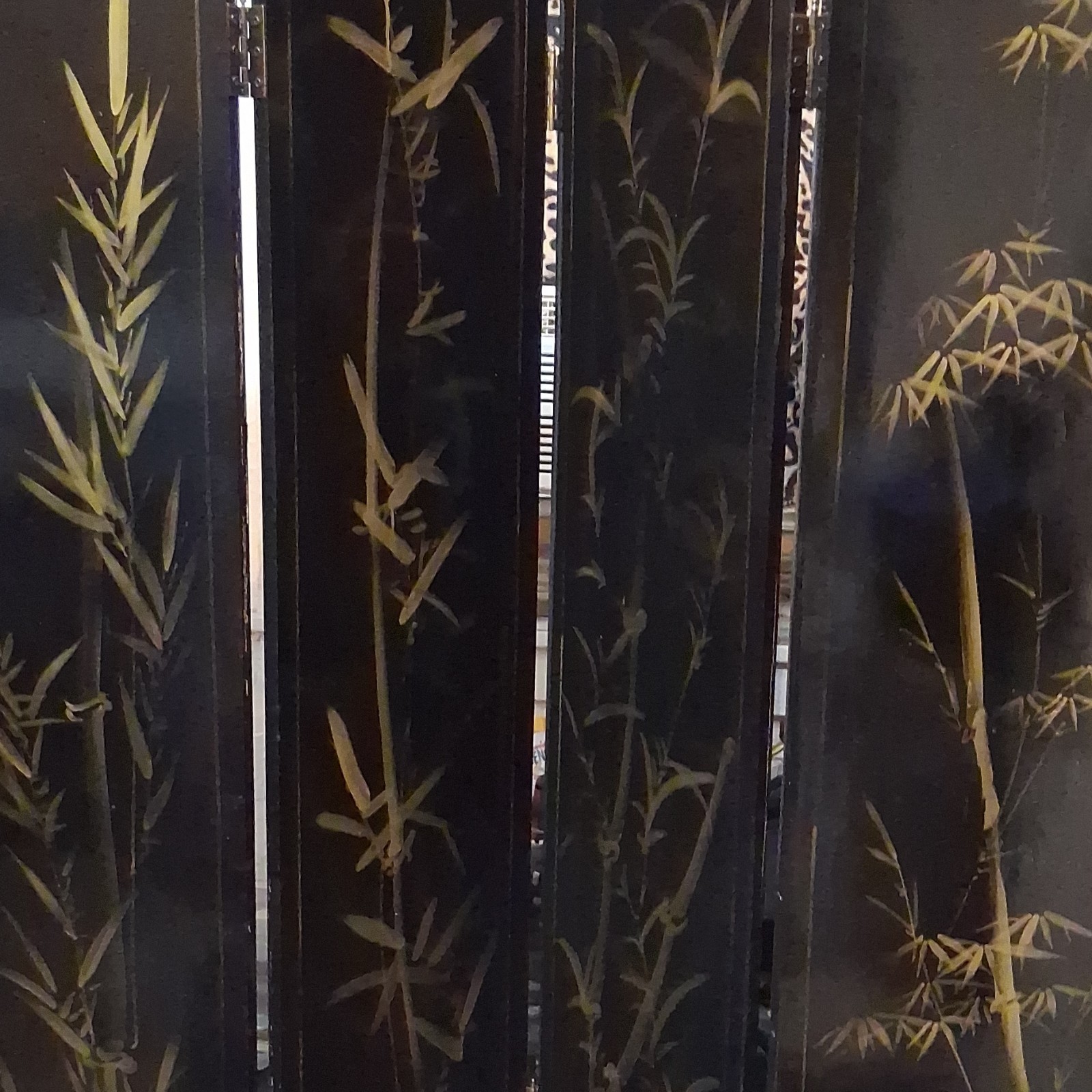 4-Panel Foldable Freestanding Asian/Oriental Wood Room Divider Screen Black