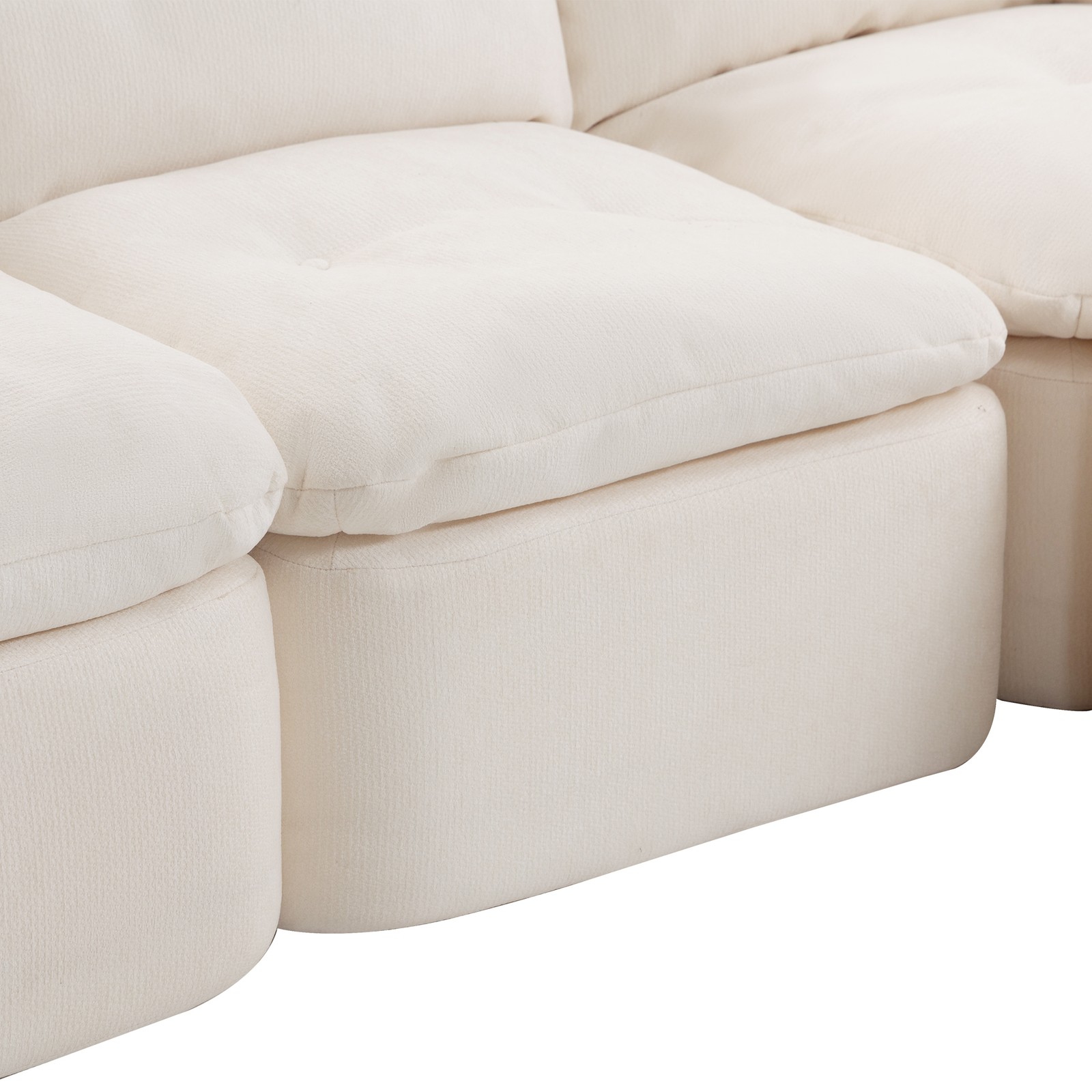 Modular Sectional Sofa Cloud L-Shaped 4-Seater Chenille Fabric Beige