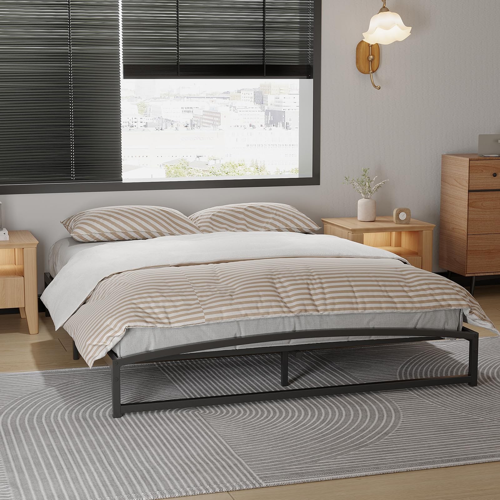 Twin/Full/Queen Size Bed Frame 6″/10″ Metal Platform Bed Frame W/Storage Heavy D