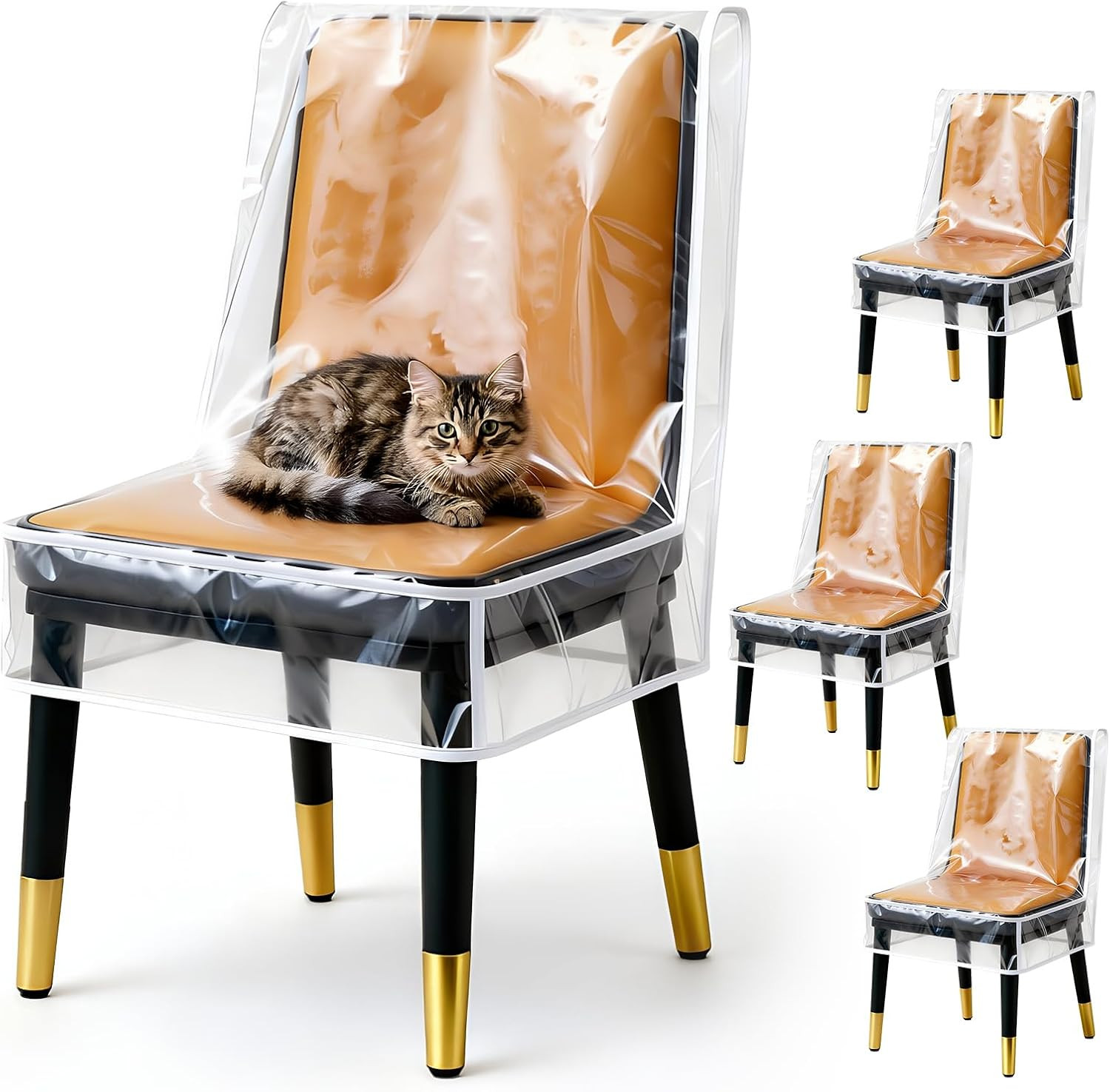 Chair Covers for Dining Chairs, 4 Pack – W/21 X D/18 Fits 16-23″ | Plastic Dinin