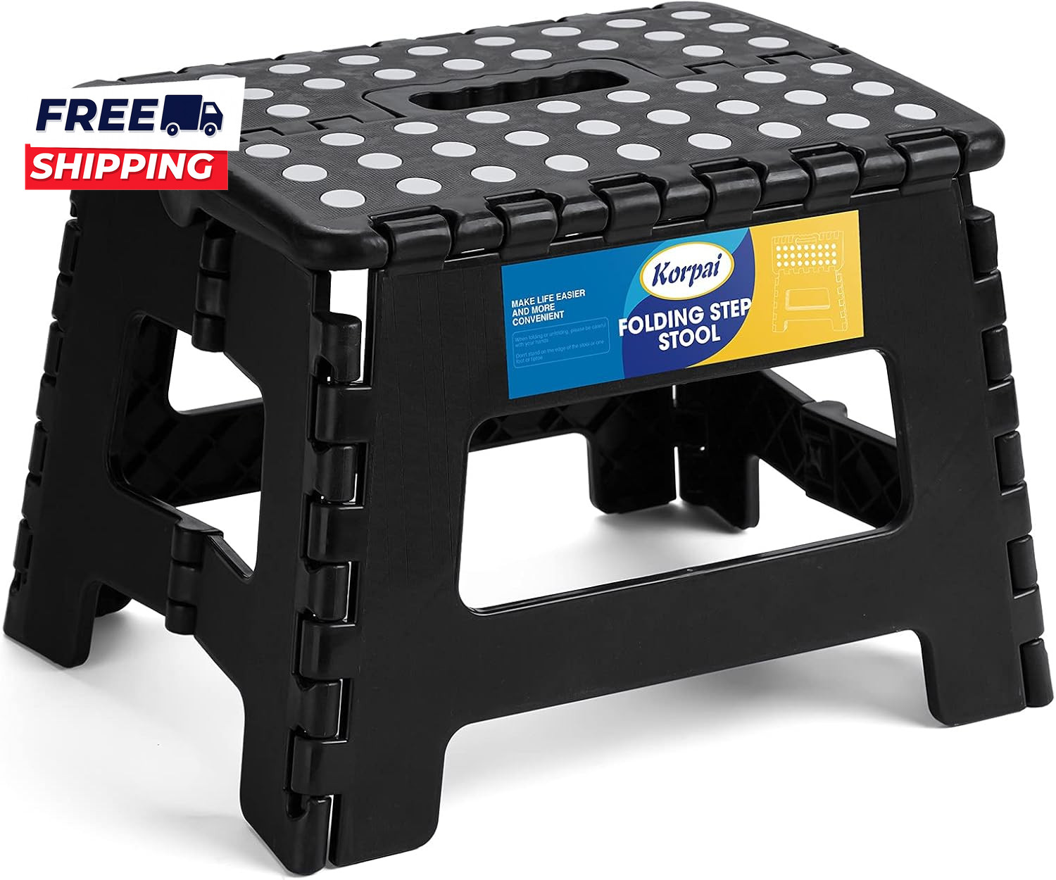 9 Folding Step Stool Adults Kids Non Slip Folding Stools with Portable Handle