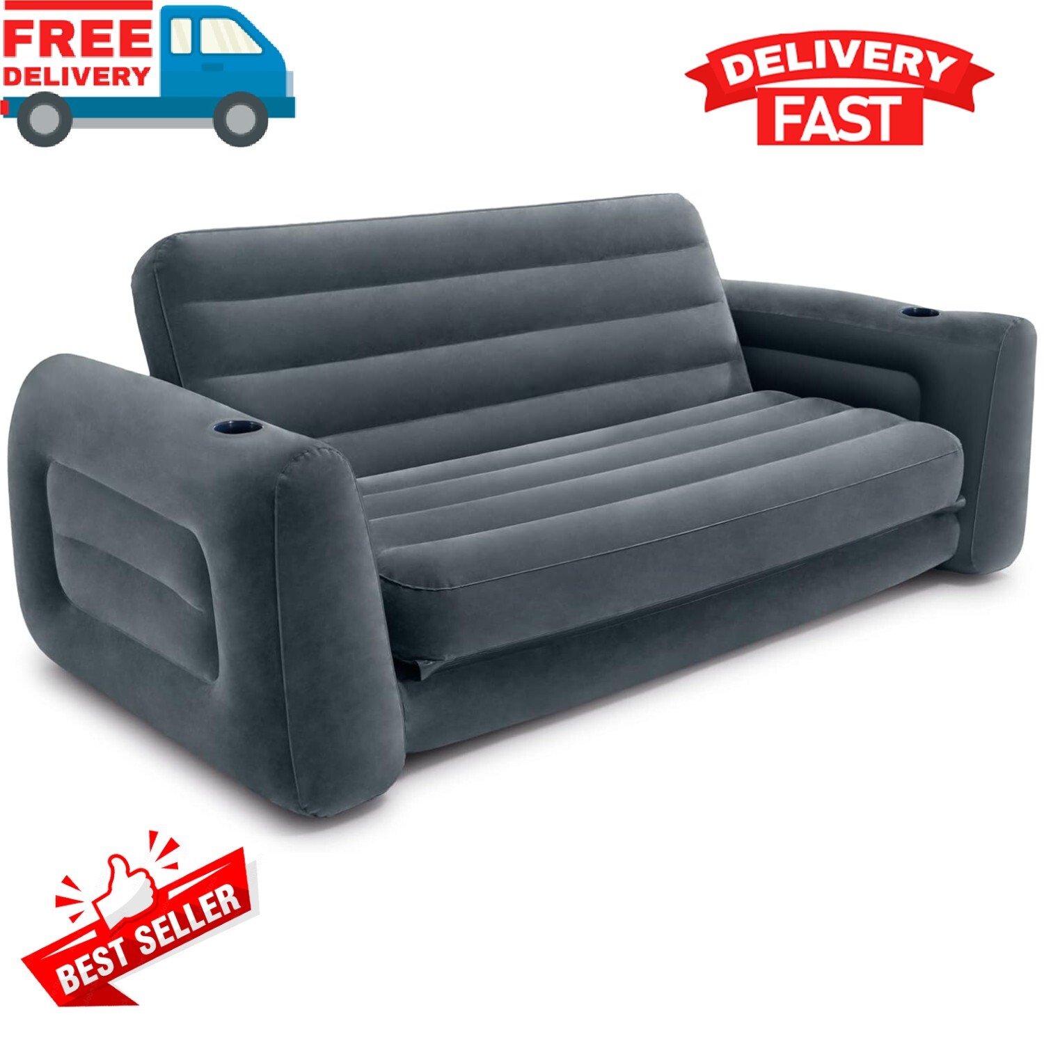 Sofa Bed Sleeper Queen Size Inflatable Air Folding Futon Convertible Couch Gray