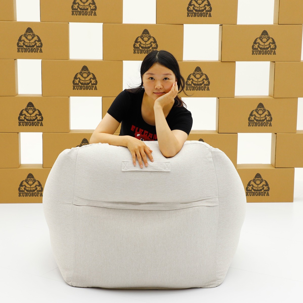 Kungsofa Inflatable Lazy Sofa Bean Bag Chair Ergonomic Support for Home Camping