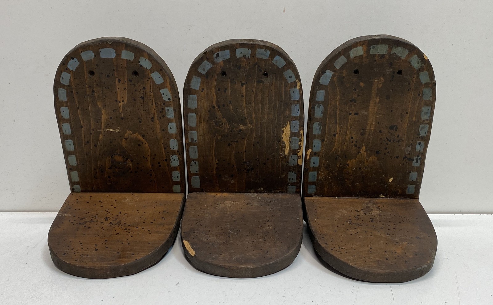 Vintage Wooden Wall Shelves Lot of 3 Hand Painted Decorative Display Stands