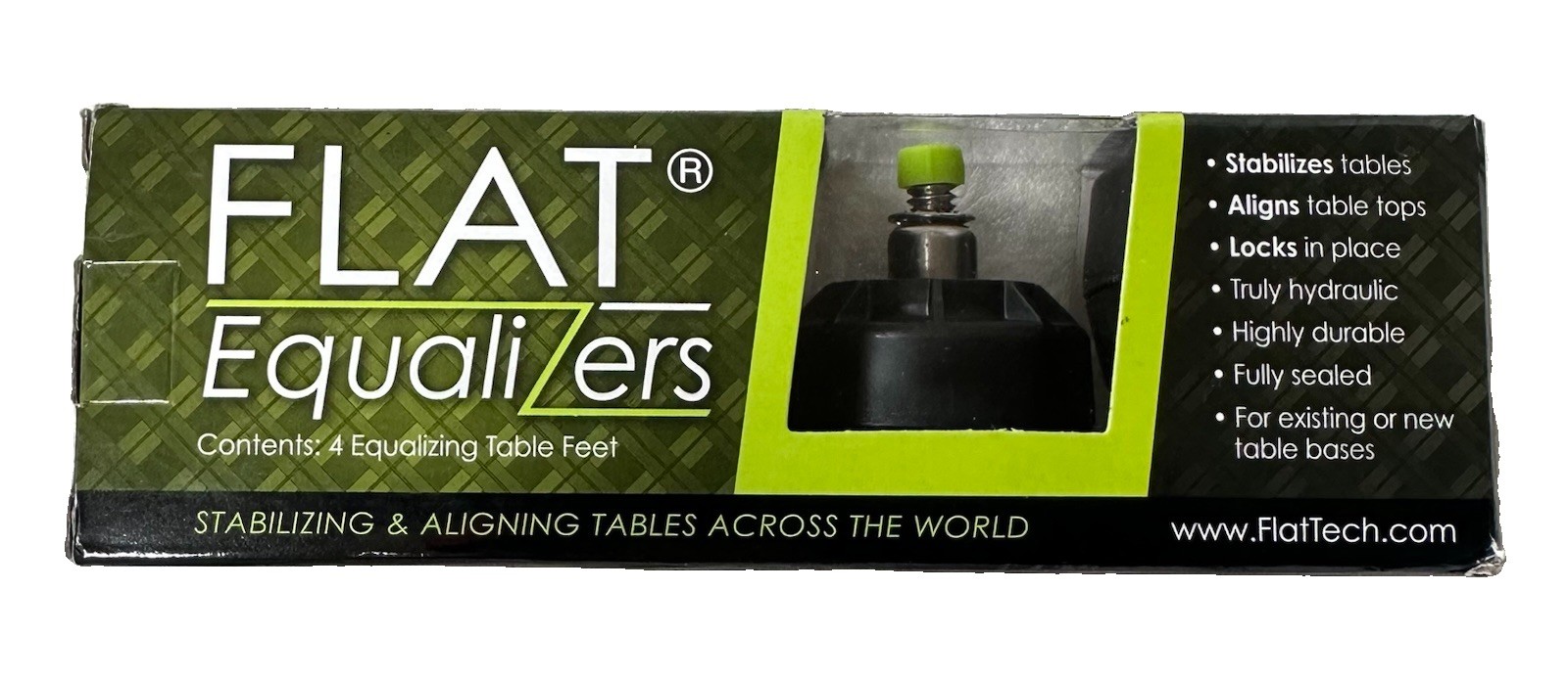 FLAT Equalizers Hydraulic Table Leveling Feet 4 Pack 1/4”-20 Thread Stabilizers