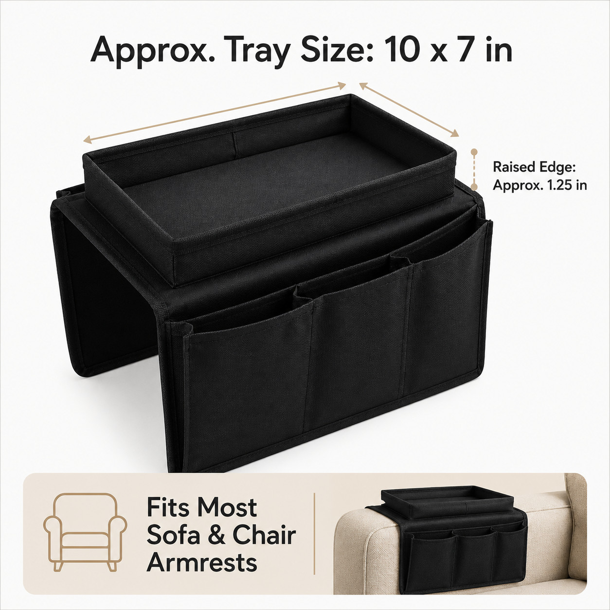 ARMCHAIR Remote Control Holder Sofa Arm Rest Organizer Caddy Table