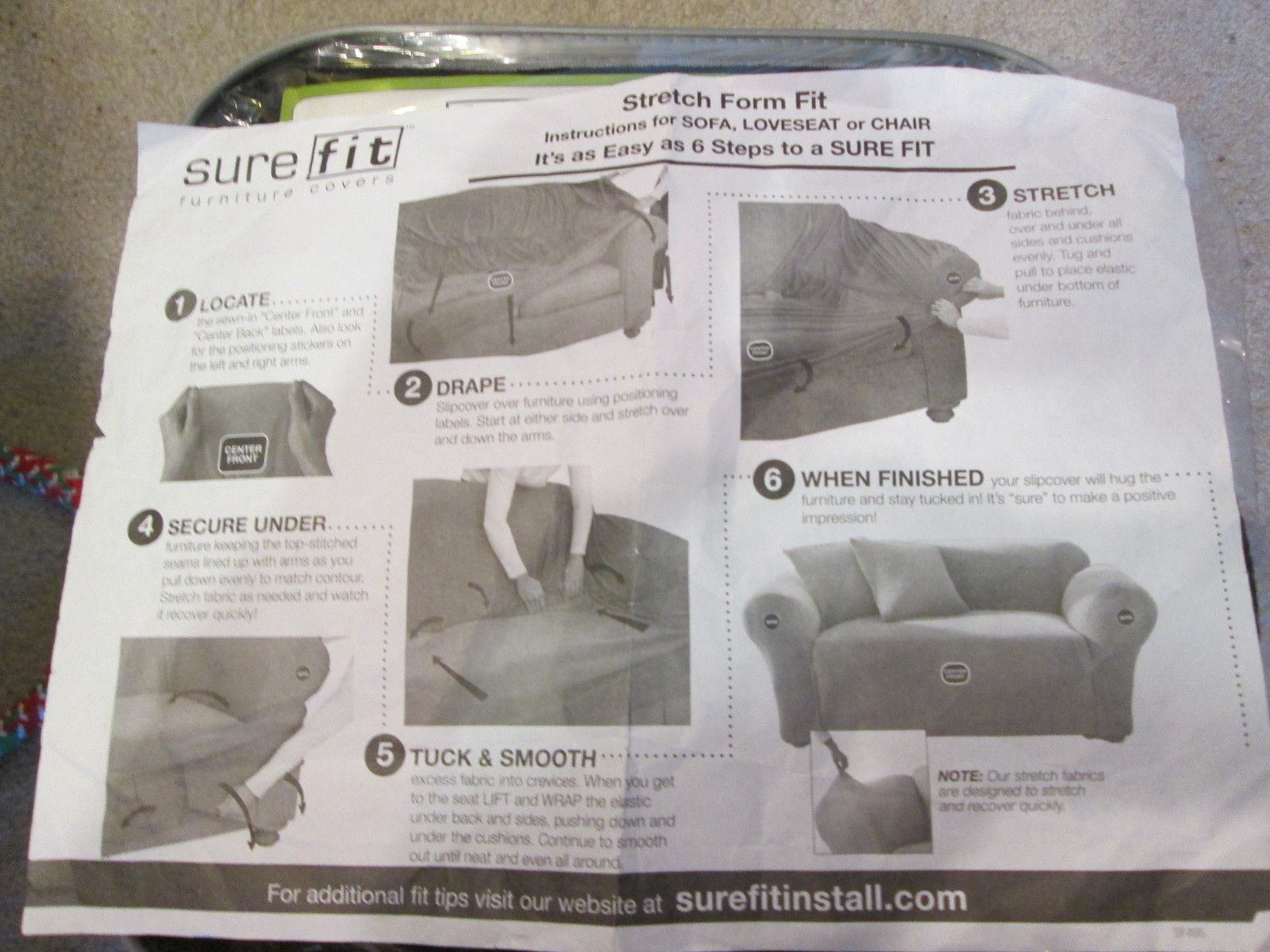 Sure Fit Stretch Love Seat Slip Cover New SEE DESCRIPTION Blackish/Charcoal