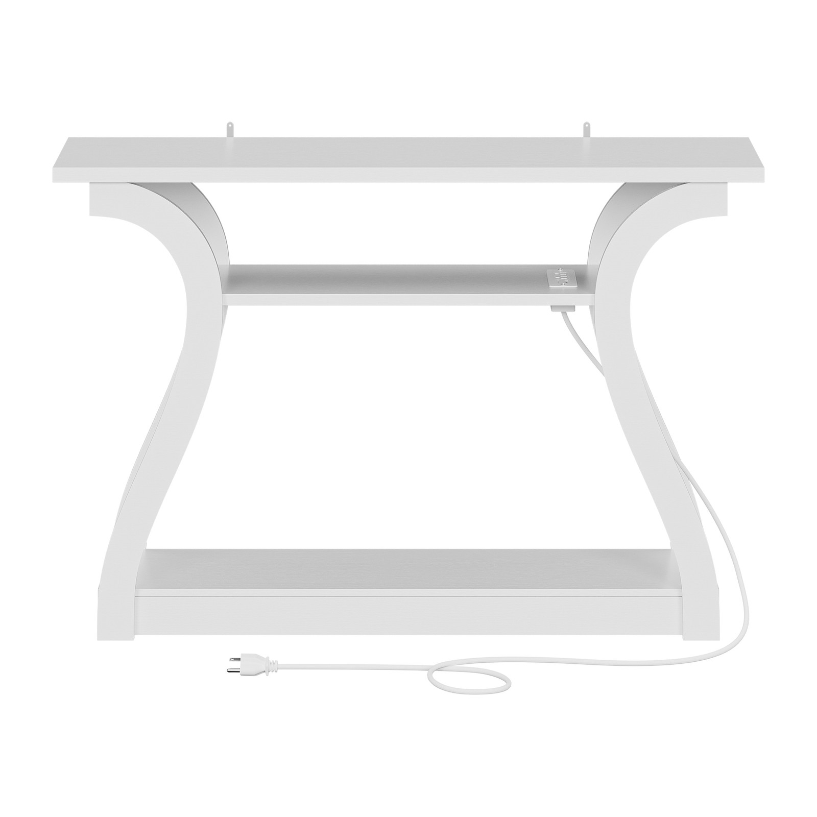 Behind Sofa Tables with Power Outlet 3-Tier Entryway Console Table Wooden White