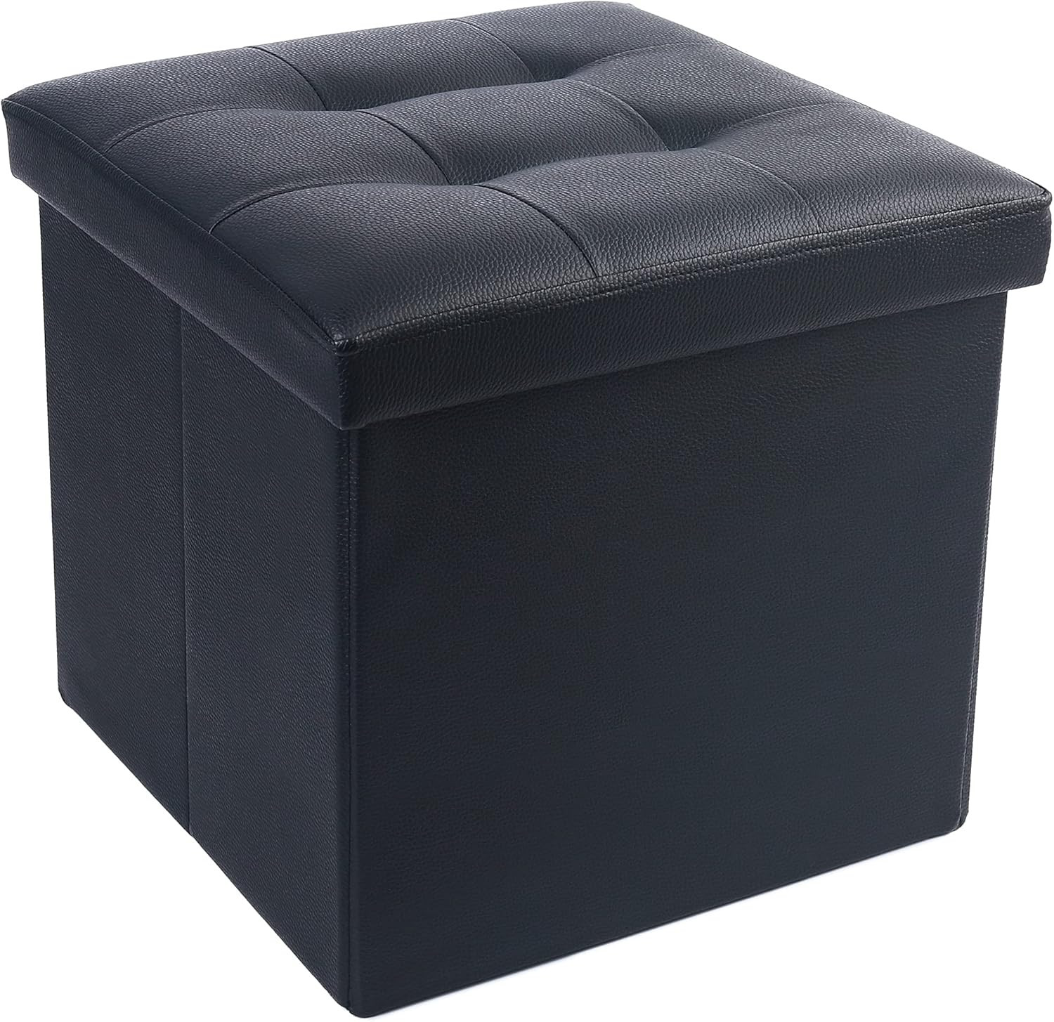 Storage Ottoman, Foldable Foot Rest Stool, 13X12X12 Inches Small Leather Bench w