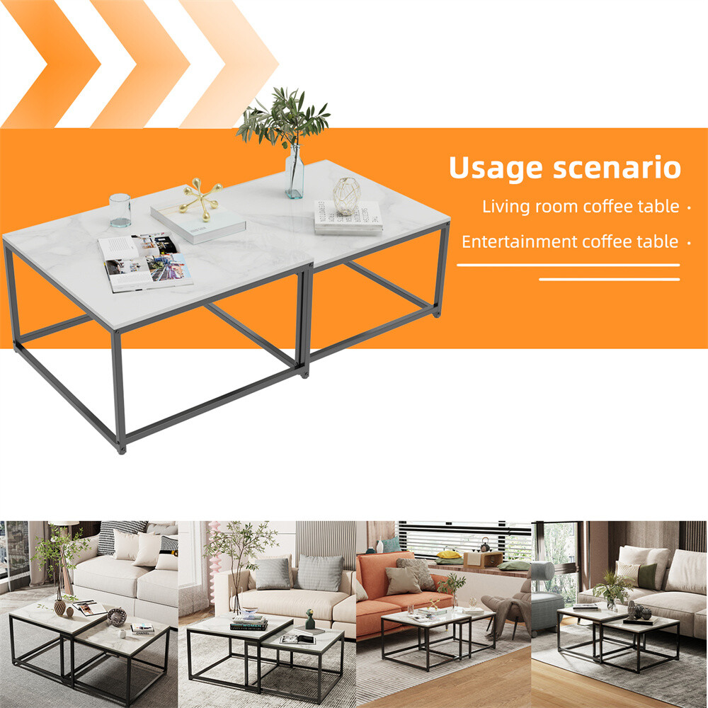 Modern Nesting Coffee Table Sintered Stone-top Stackable Living Room Sofa Tables