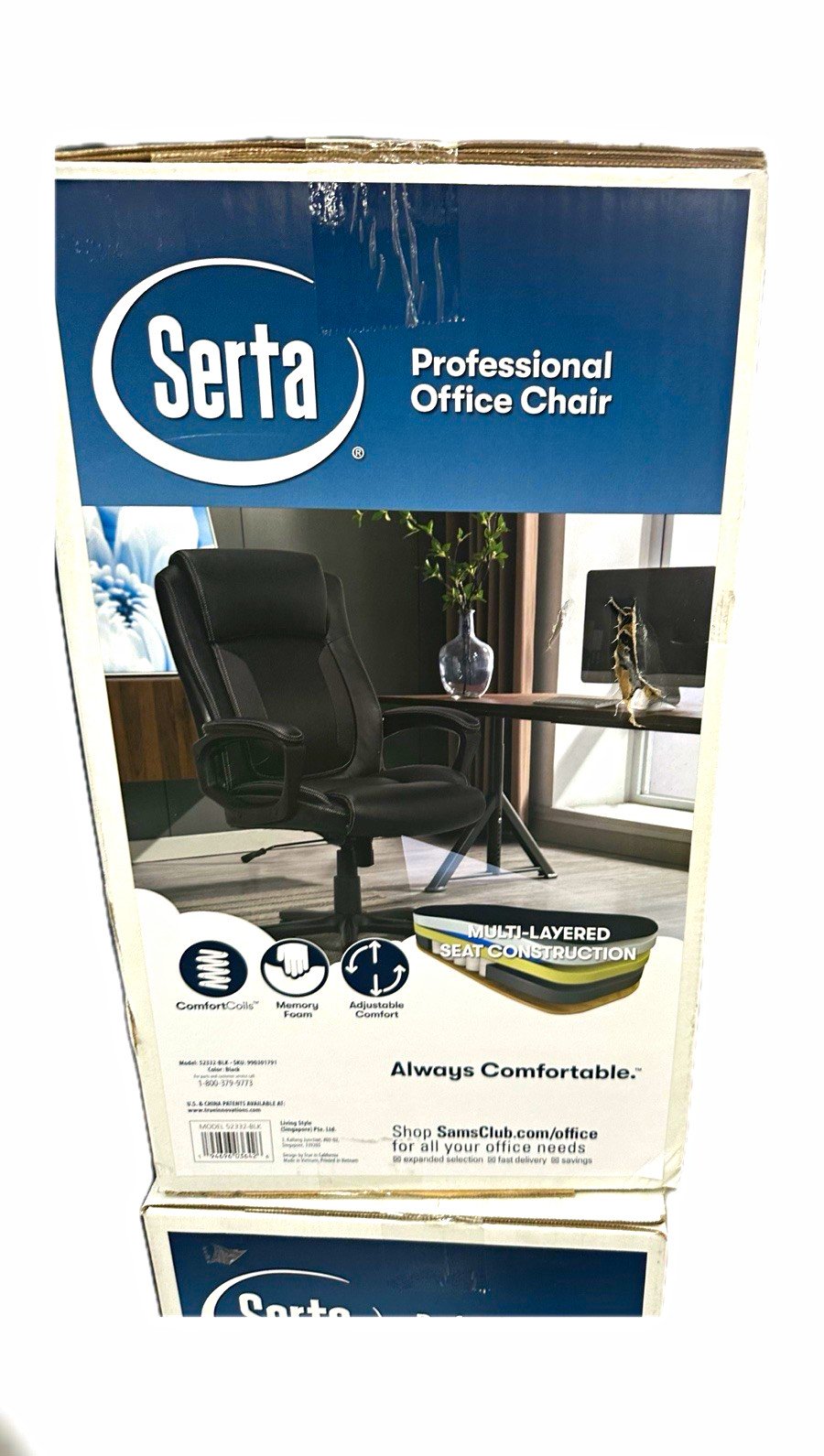 Serta Professional Office Chair Black Adjustable Comfort Metal Frame 45x26x29