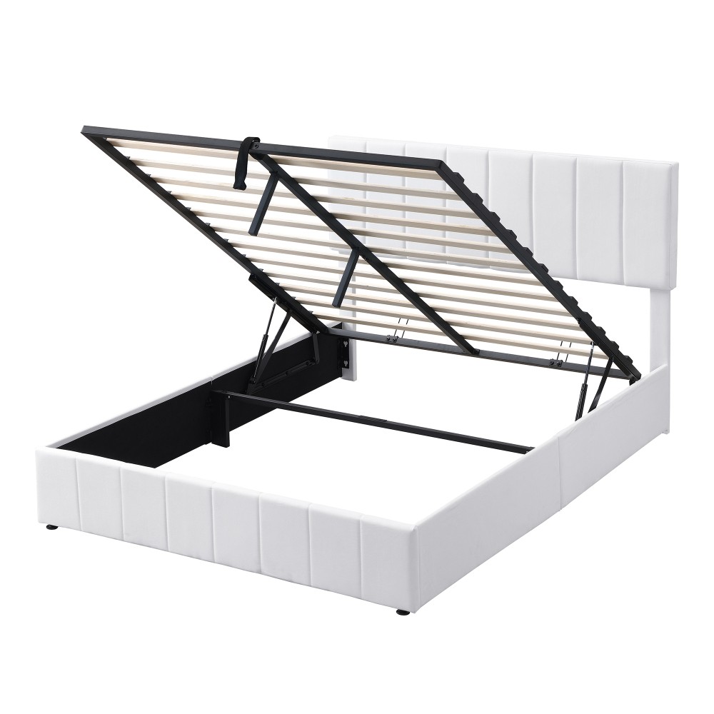 Queen Size Upholstered Platform Bed with A Hydraulic Storage System 80”L*60”W