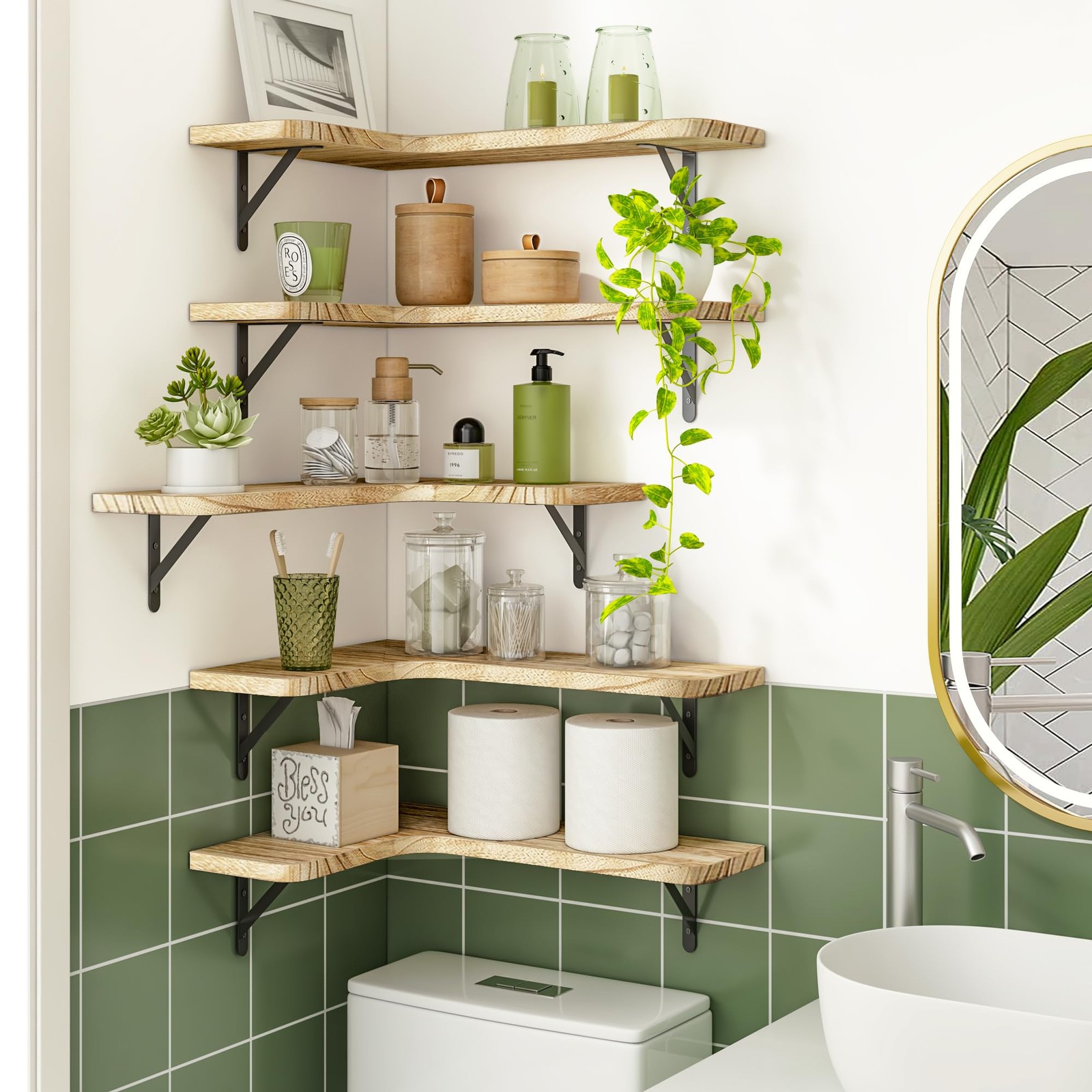 Fixwal Floating Shelves for Wall Set 16.1×11.4×5.5 inches, 1-carbonized Black