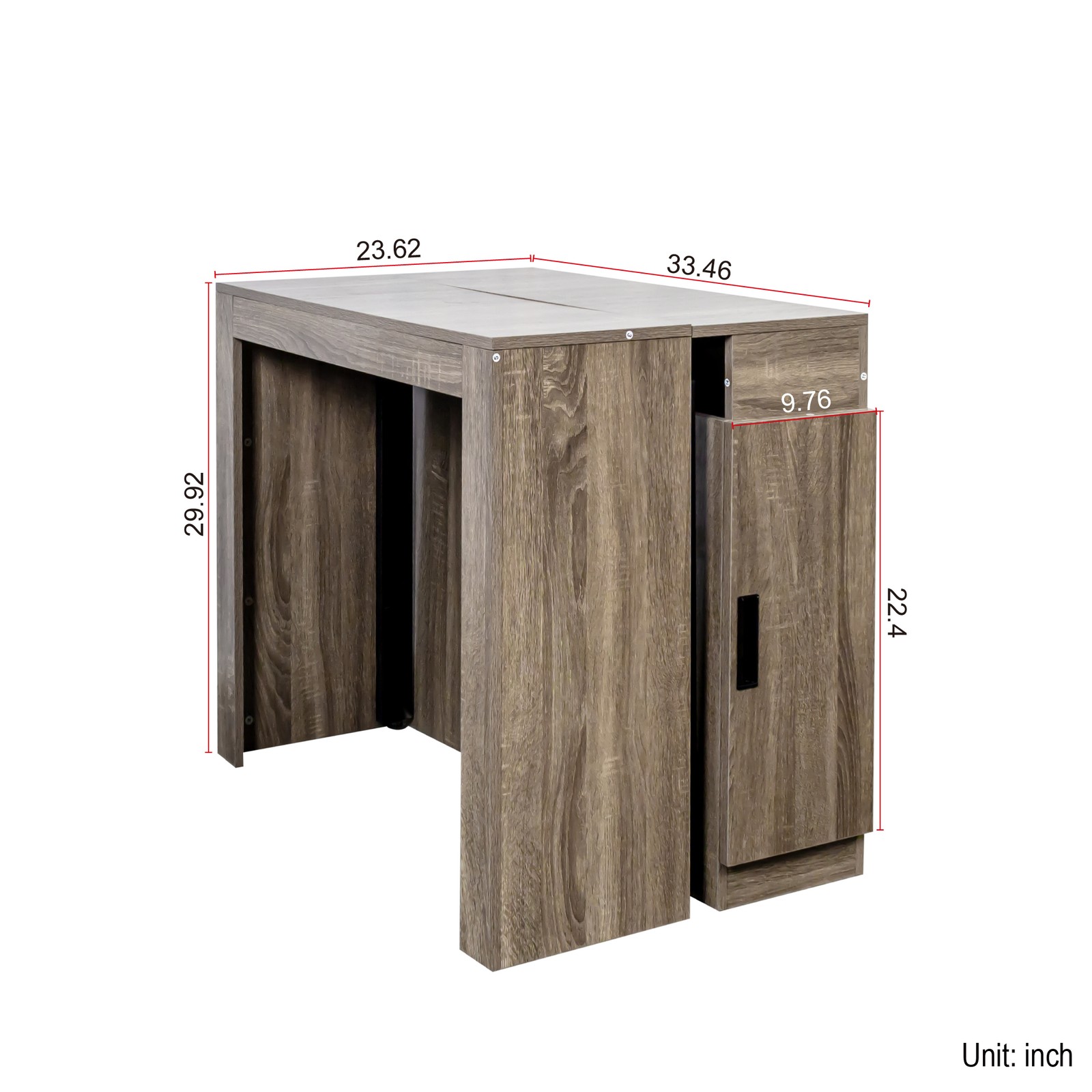 Modern Extendable Dining Table w/Outlet, Space Saving Expandable Table w/Storage