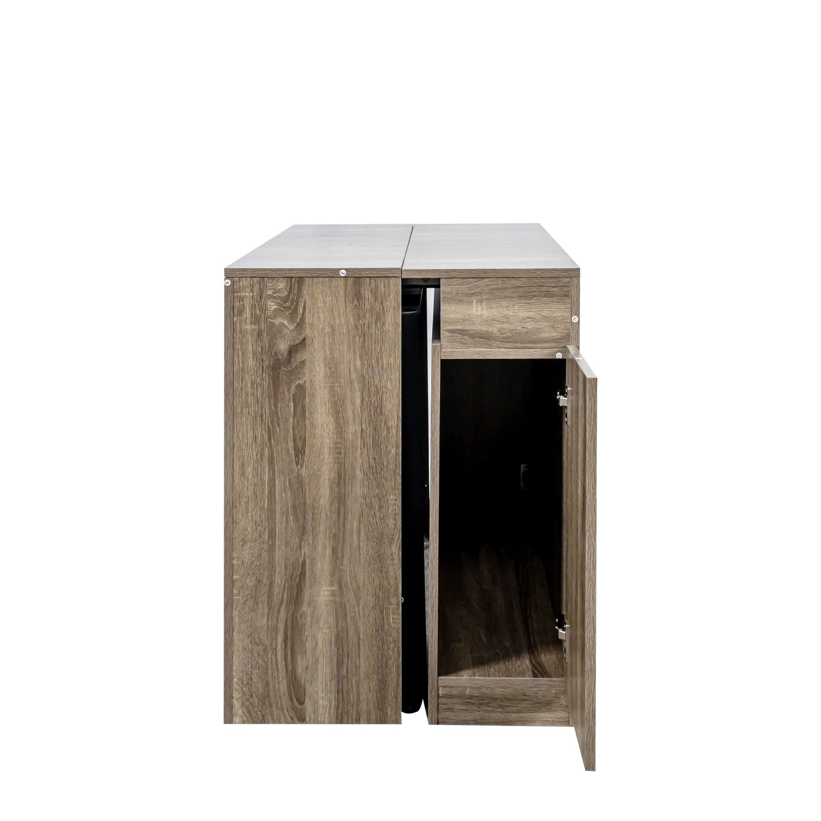 Modern Extendable Dining Table w/Outlet, Space Saving Expandable Table w/Storage