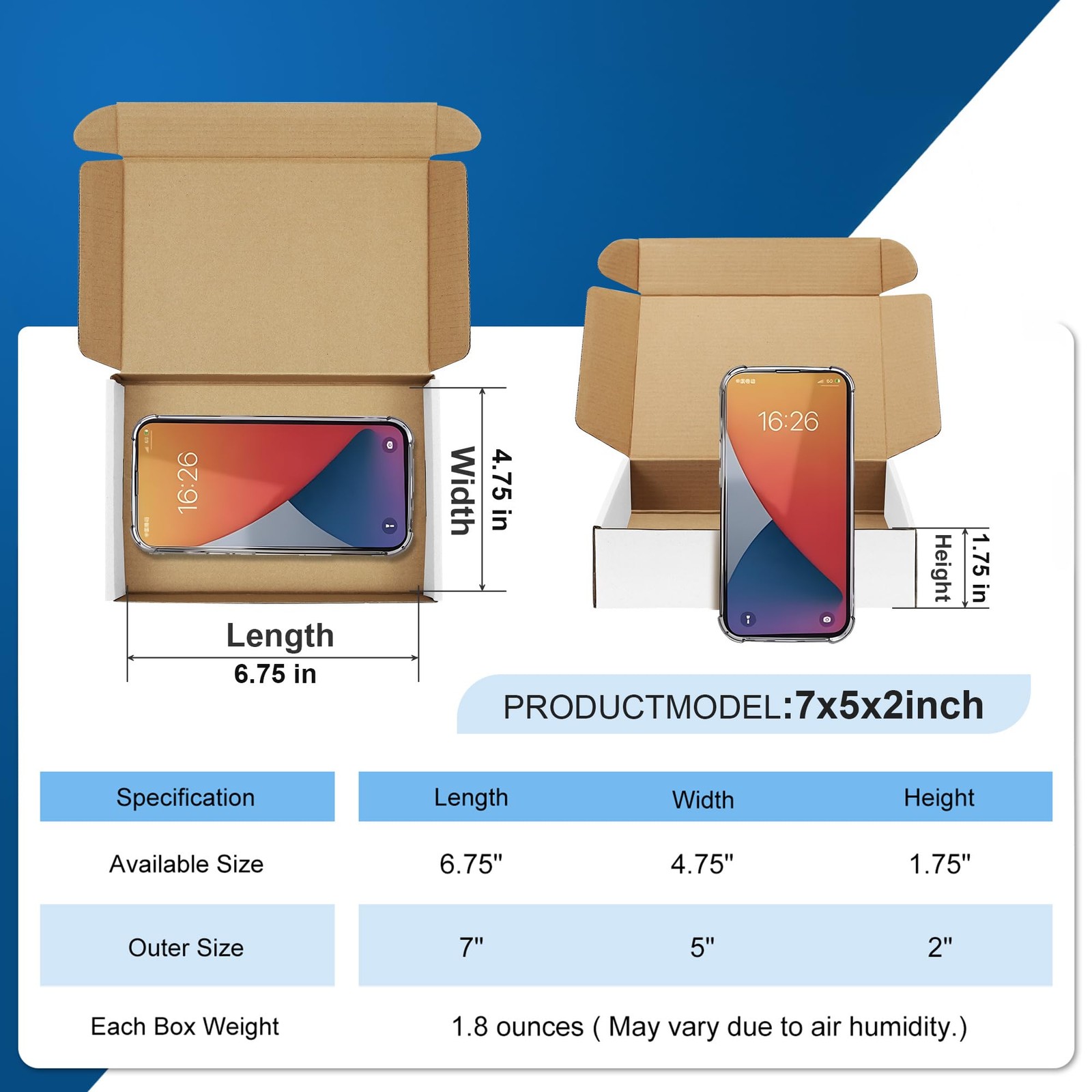 Famagic 25PK 7x5x2″ White Cardboard Shipping Boxes for Small Business