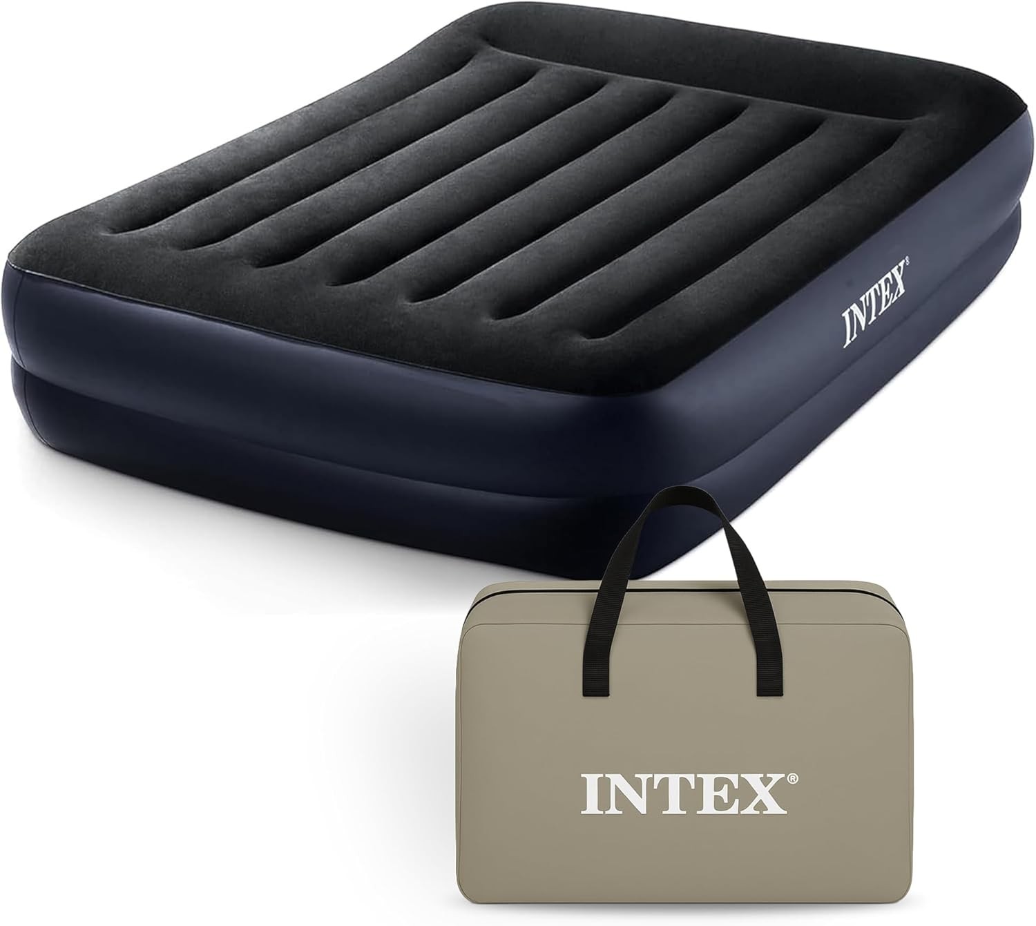 Colchon Inflable De Aire Levantado 16.5″ Cama Con Bomba AC 110-120V Queen Size