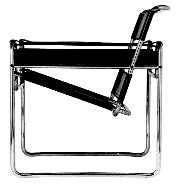 BREUER WASSILY CHAIR BLACK LEATHER ARM STRAP MADE IN ITALY for PALAZZETTI