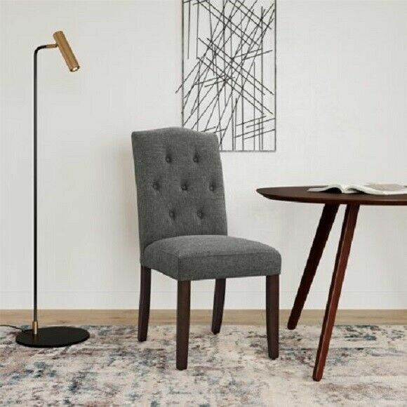BETTER HOMES AND GARDENS TUFTED DINING GREY SIDE CHAIR