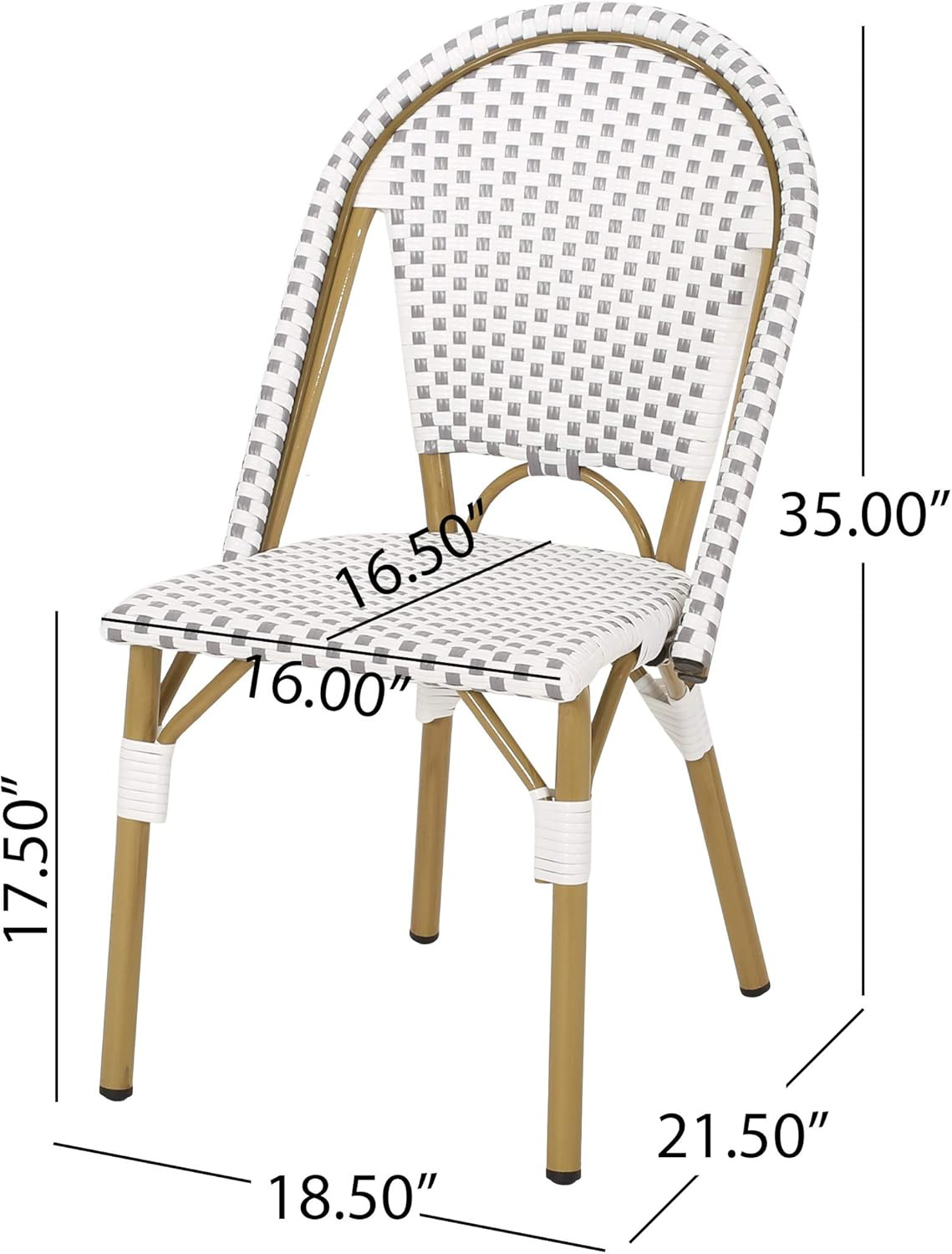 Philomena Outdoor French Bistro Chair (Set of 4), Gray + White + Bamboo Print Fi