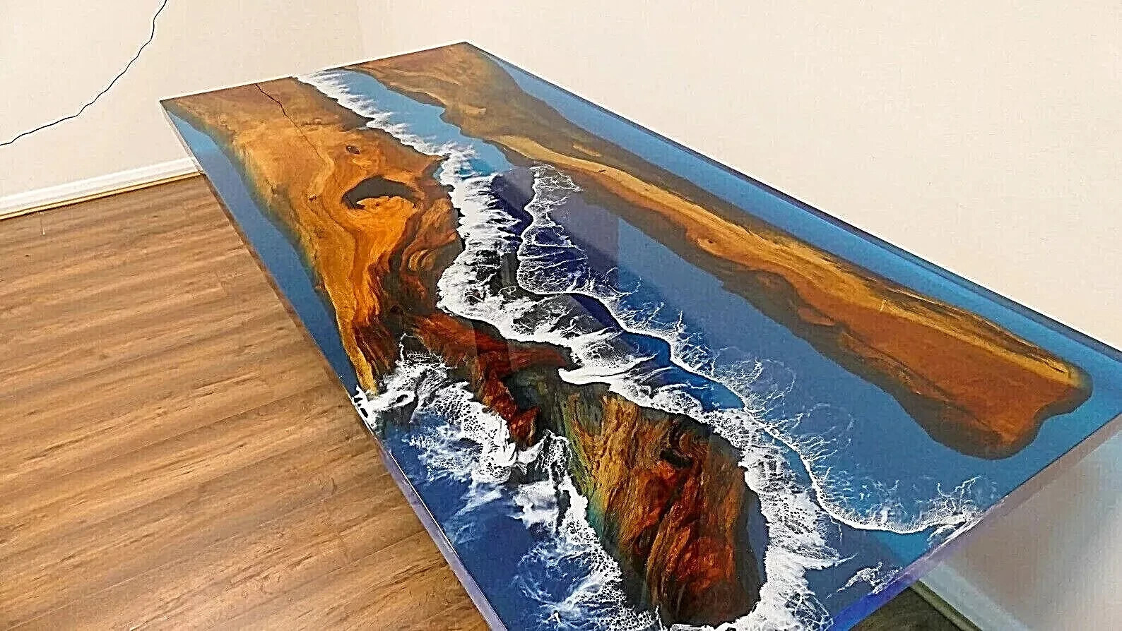 Ocean Table Top – Epoxy Resin Table | Handmade Acacia Wood Table Decor