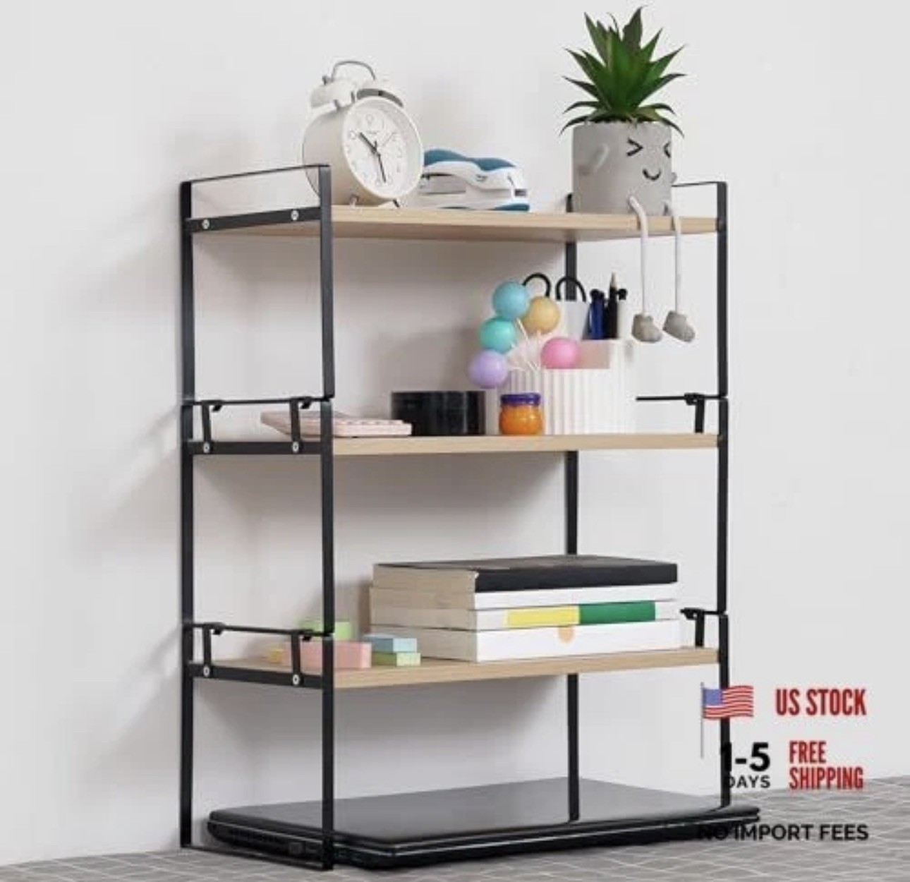 YGYQZ Wood Office Desk Shelf Organizer – Desktop Supplies Cute Dresser Top Organ