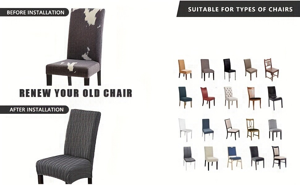 4/6 piece flexible washable dining chair cover for family kitchen banquet hotels