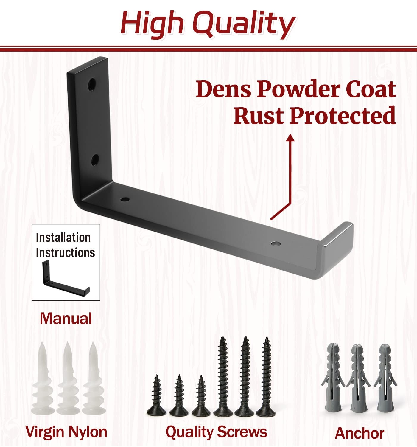 8 PCS 11.25×6 Inch Black Iron J Lip Floating Shelf Brackets Rustic Heavy Duty