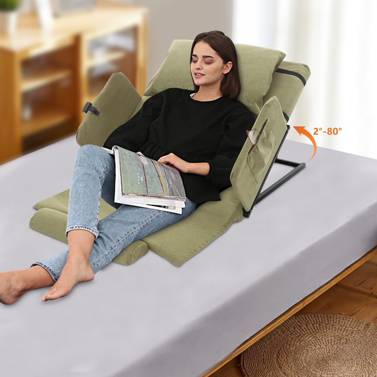Green Electric Lifting Adjustable Bed Back Rest Electric Auxiliary Backrest, NEW