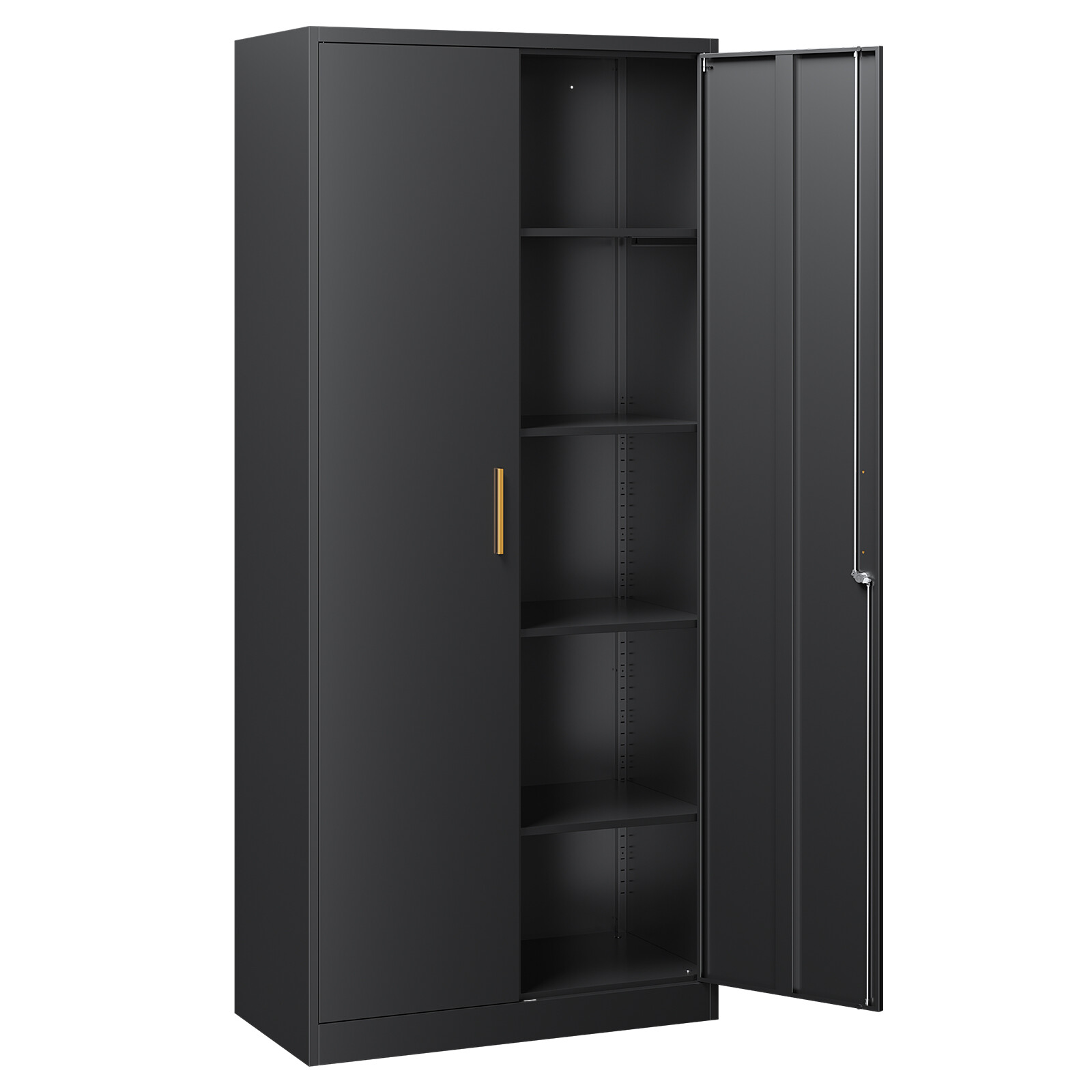 71″ Garage Storage with 2 Doors 4 Adjustable Shelves Office Tool Cabinet Locking
