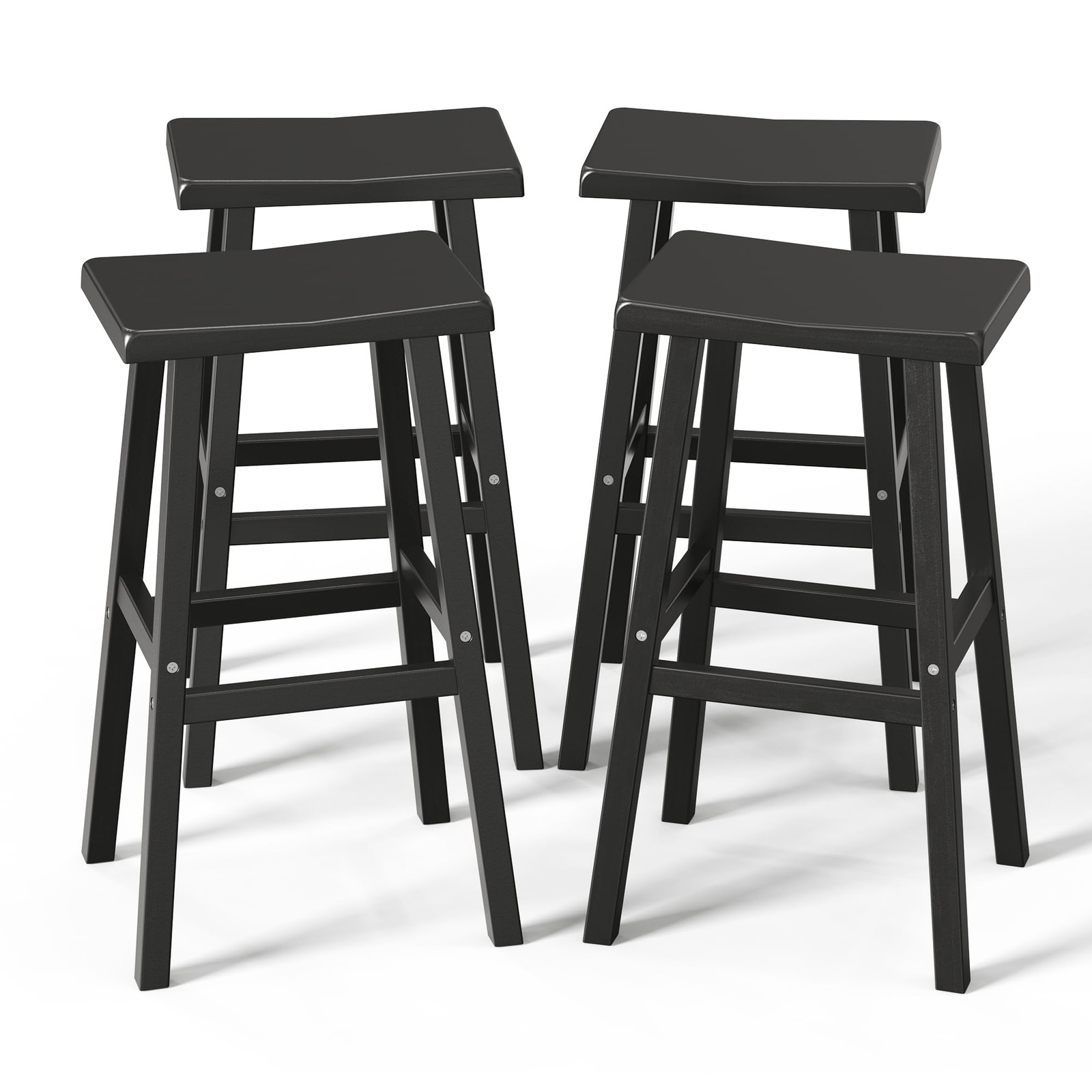 29 Inch Bar Stools Set 4 Recycled Resin Counter Height 300lb Anti-Slip Pads